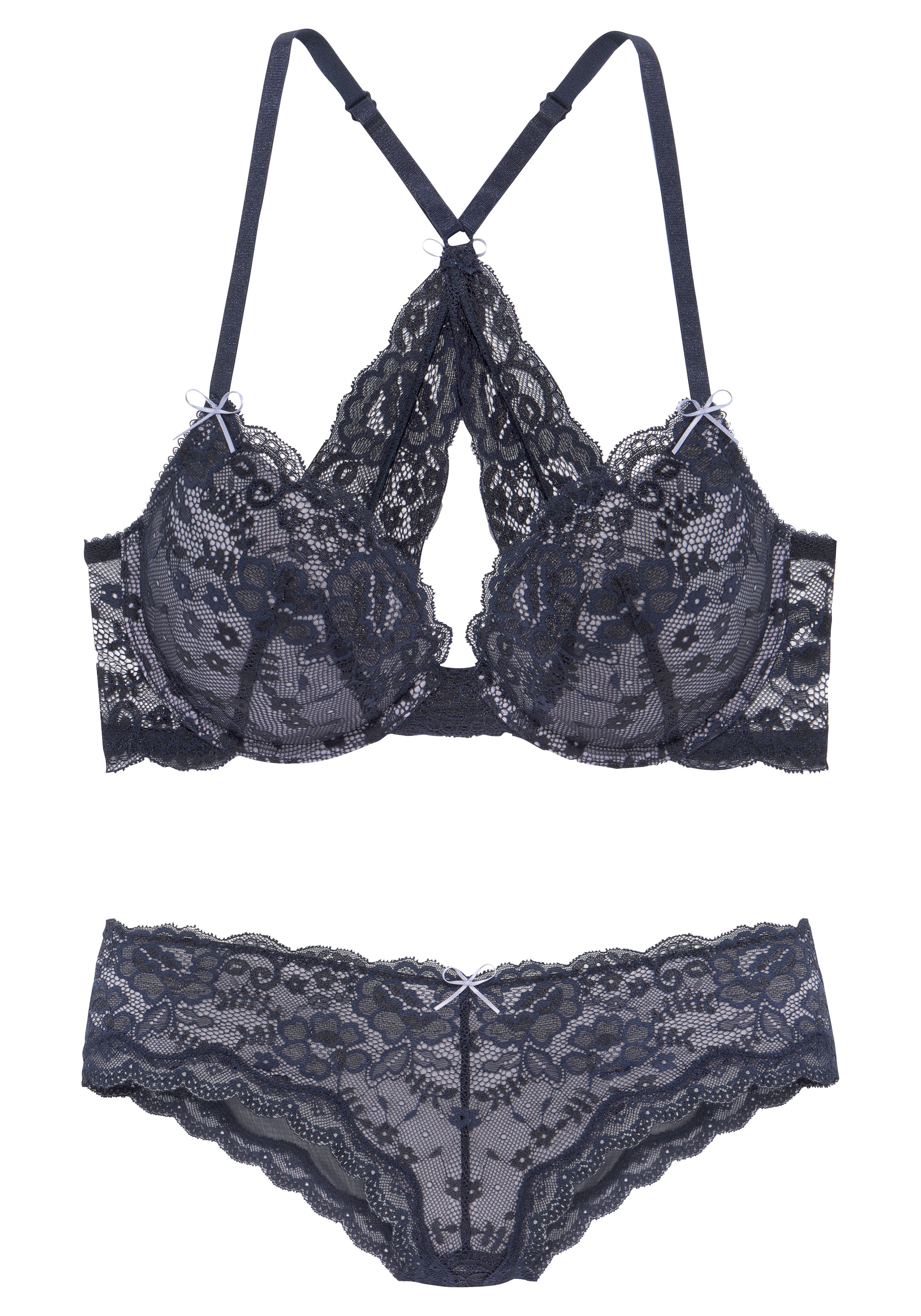 LASCANA Set: Push-up-BH, (Set, 2 tlg., mit Panty), mit zarter Spitze, sexy Dessous, Reizwäsche