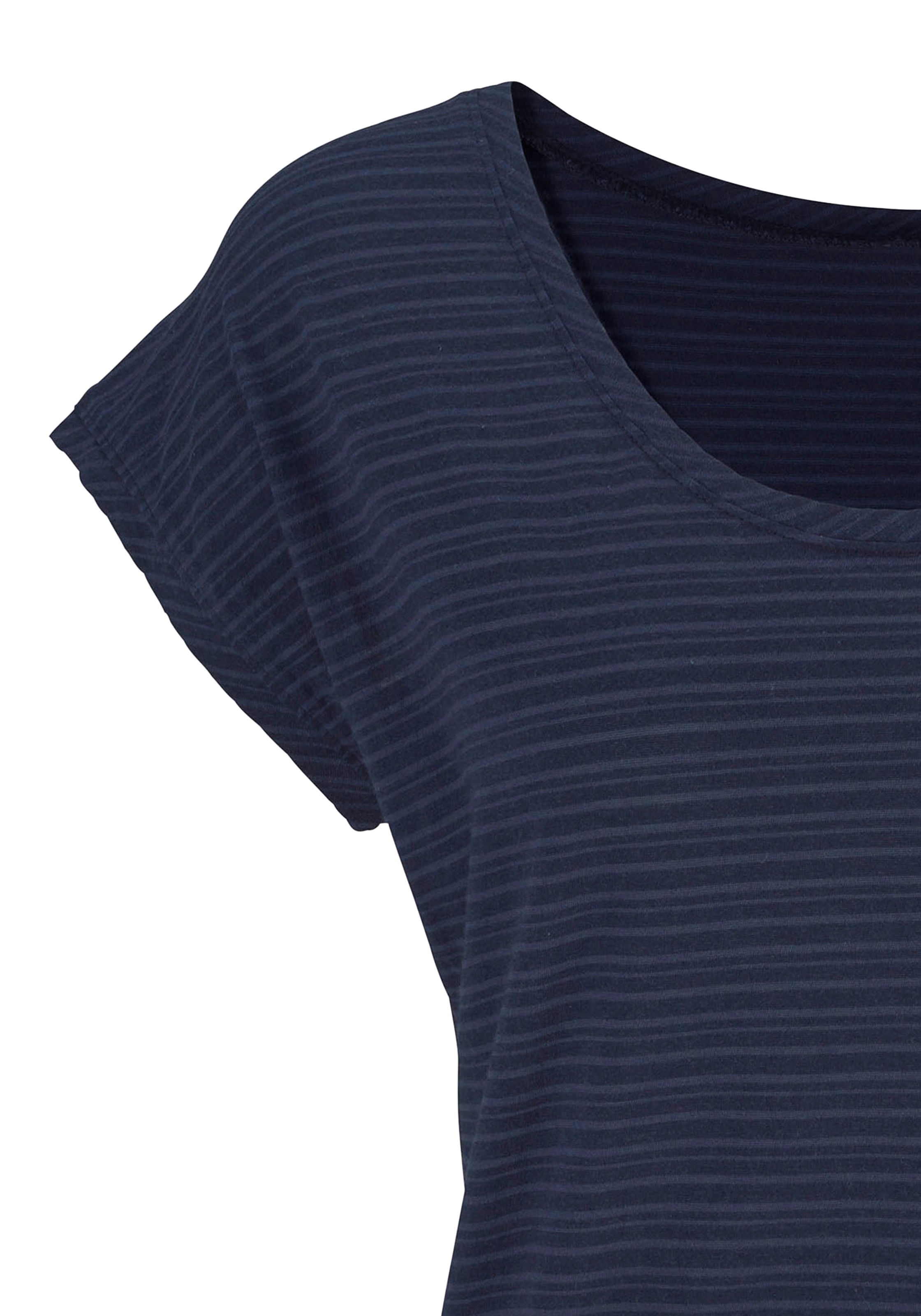 Beachtime Kurzarmshirt »mit leicht transparenten Streifen« aus weicher Baumwoll-Viskose-Qualität