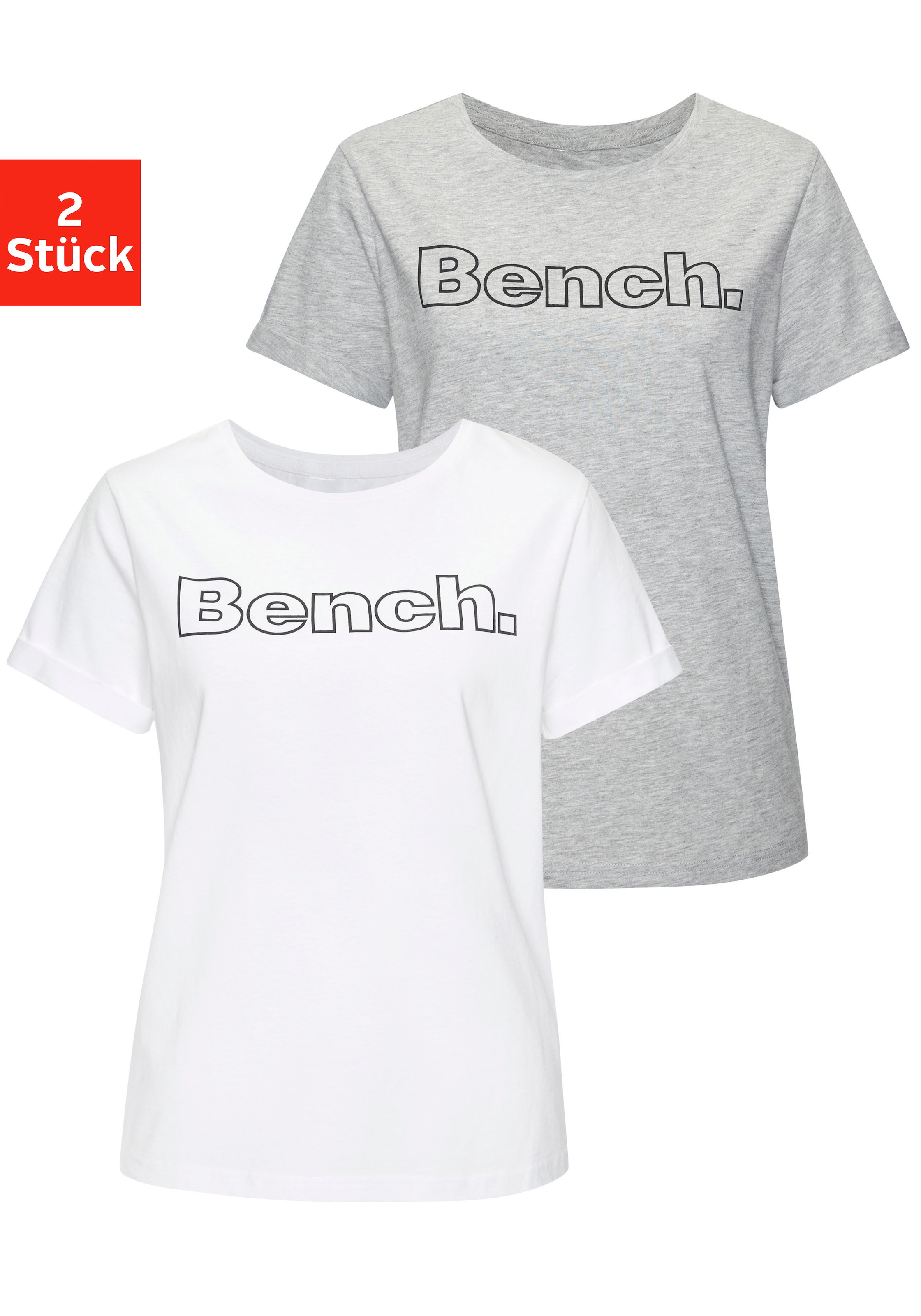 Bench. Loungewear T-Shirt Packung, 2 Stk. mit Logodruck
