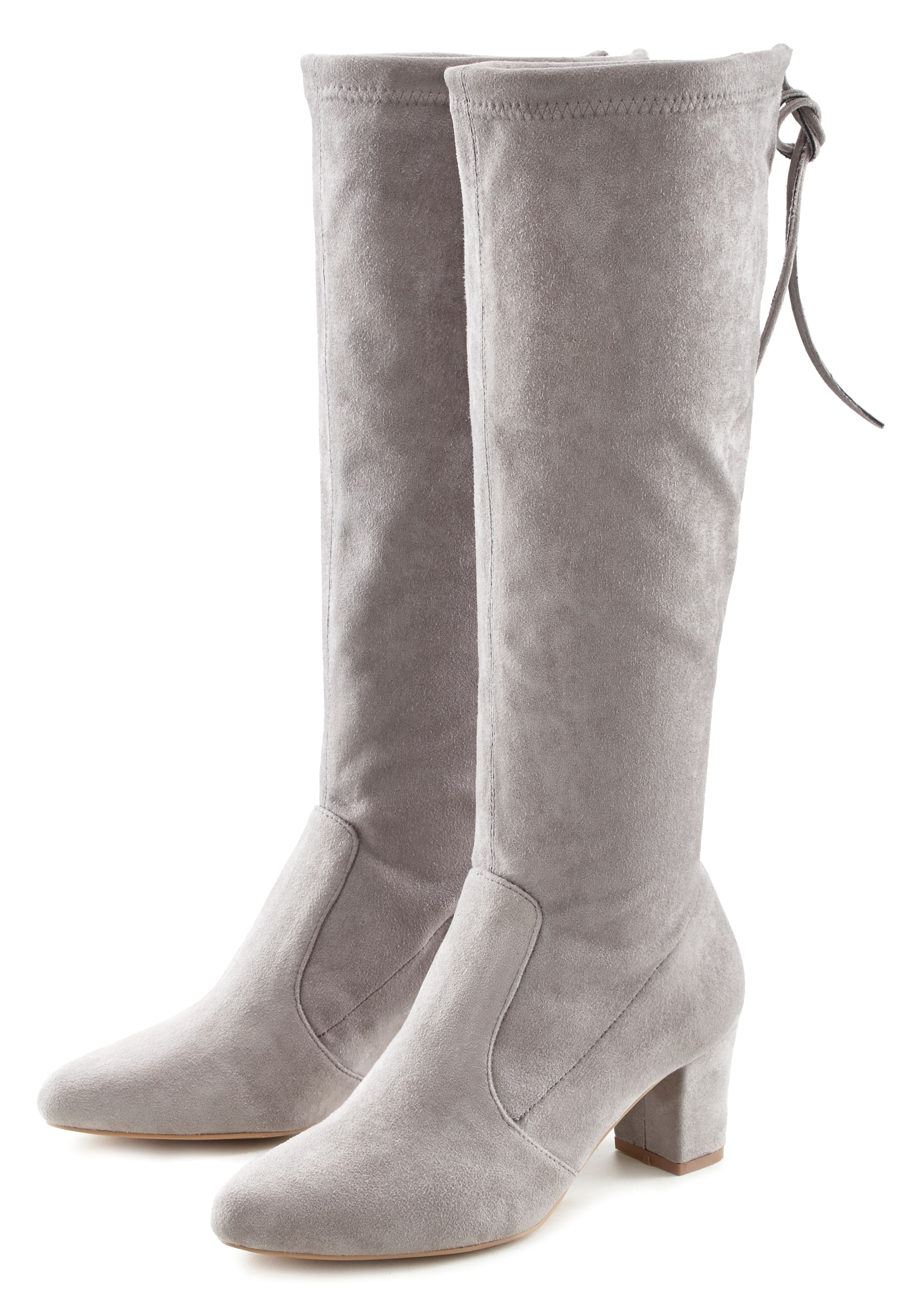 LASCANA Schlupfstiefel, Schlupfboots, Slouchy Boots, Slip-On, Stretch & Blockabsatz