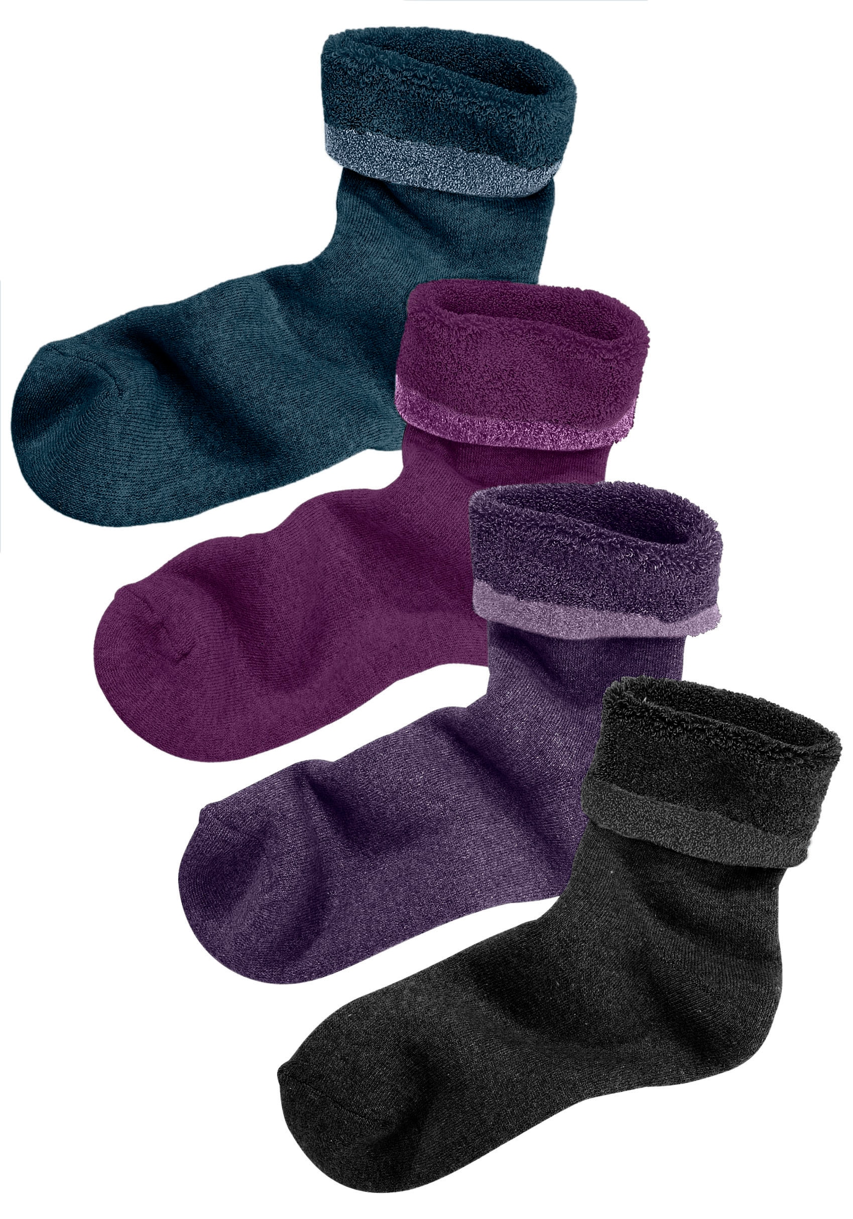 Lavana Kuschelsocken, (Packung, 4 Paar), mit Innenfrottee
