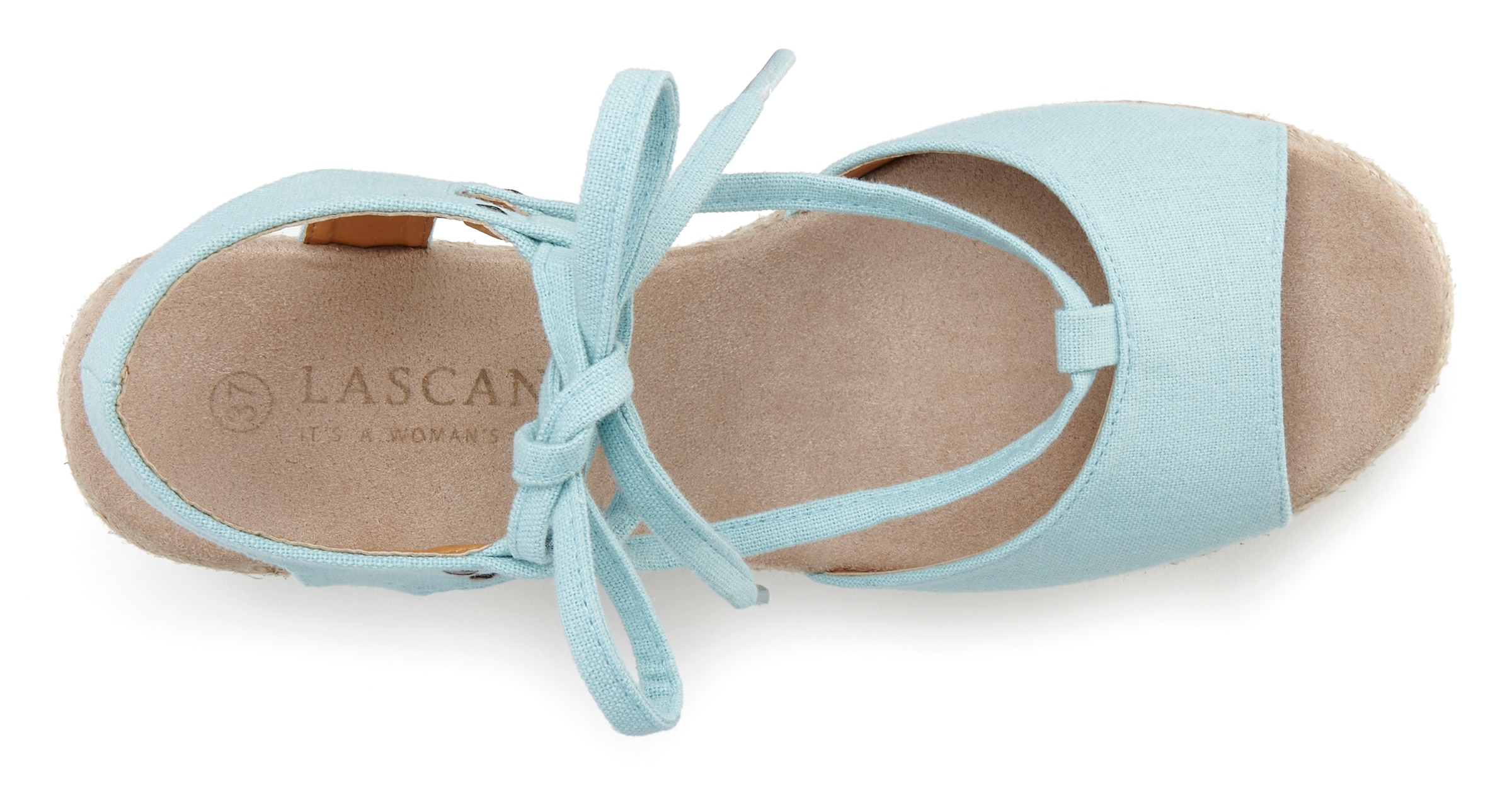 LASCANA Keilsandalette »Sommerschuh«, Sandalette, Sandale mit Keilabsatz, Bast-Optik & Schnürung VEGAN