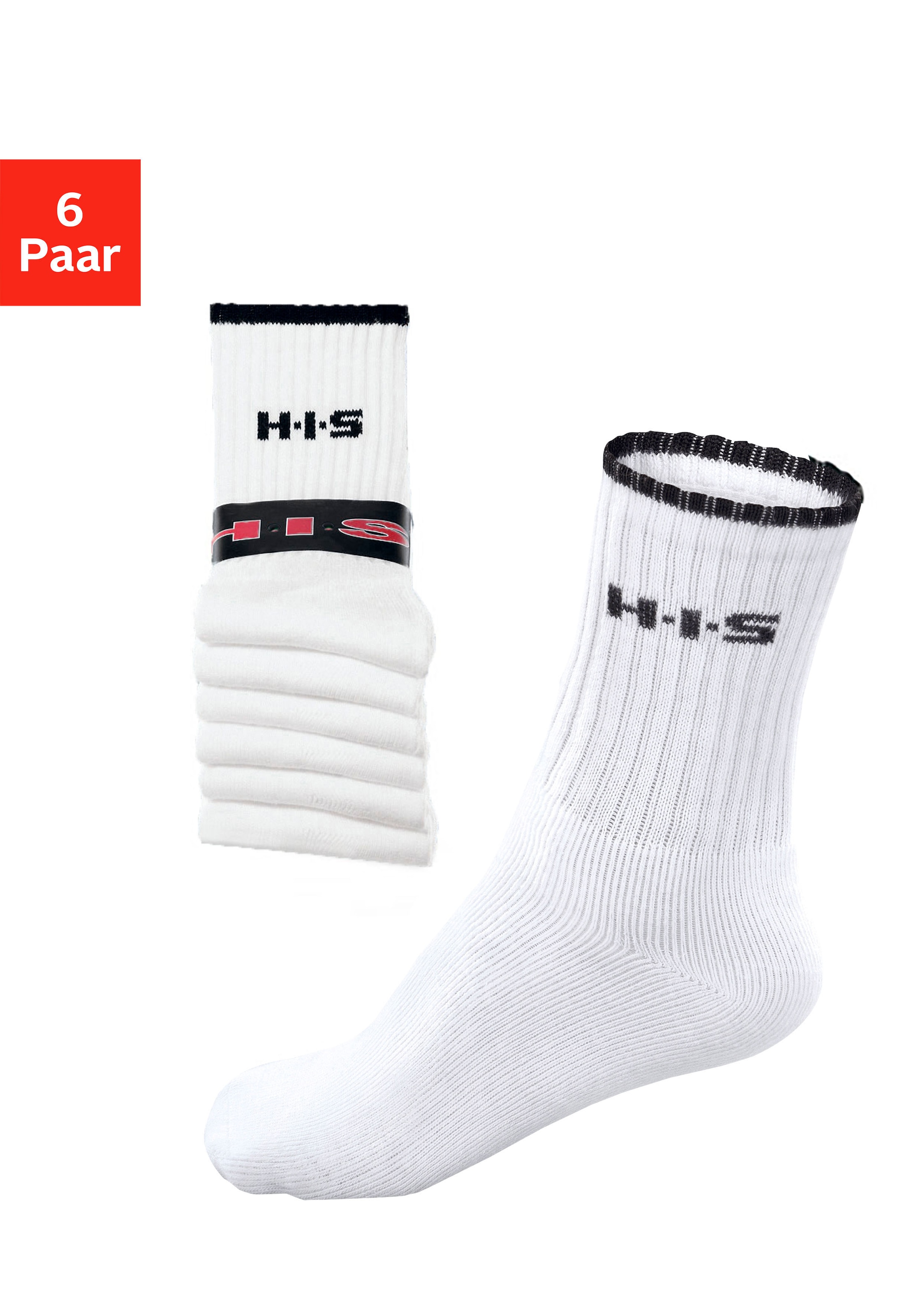 H.I.S Sportsocken Packung, 6 Paar tlg. mit Frottee & verstärkten Belastungszonen