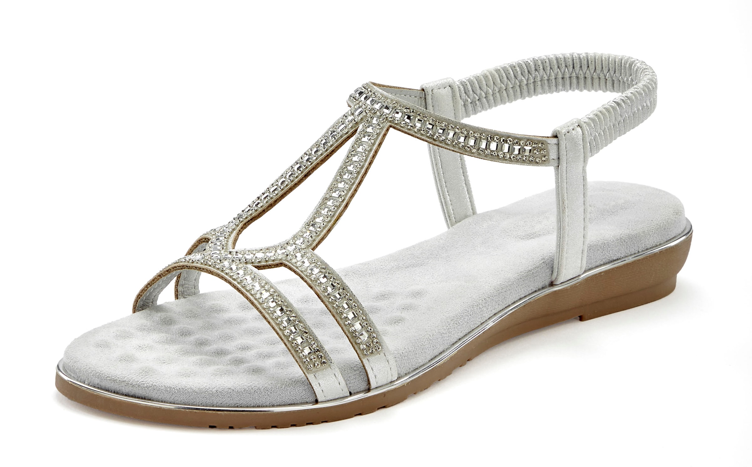 Vivance Sandale »Sandalette, Sommerschuh,«, mit Glitzer Verzierungen und elastischen Riemchen
