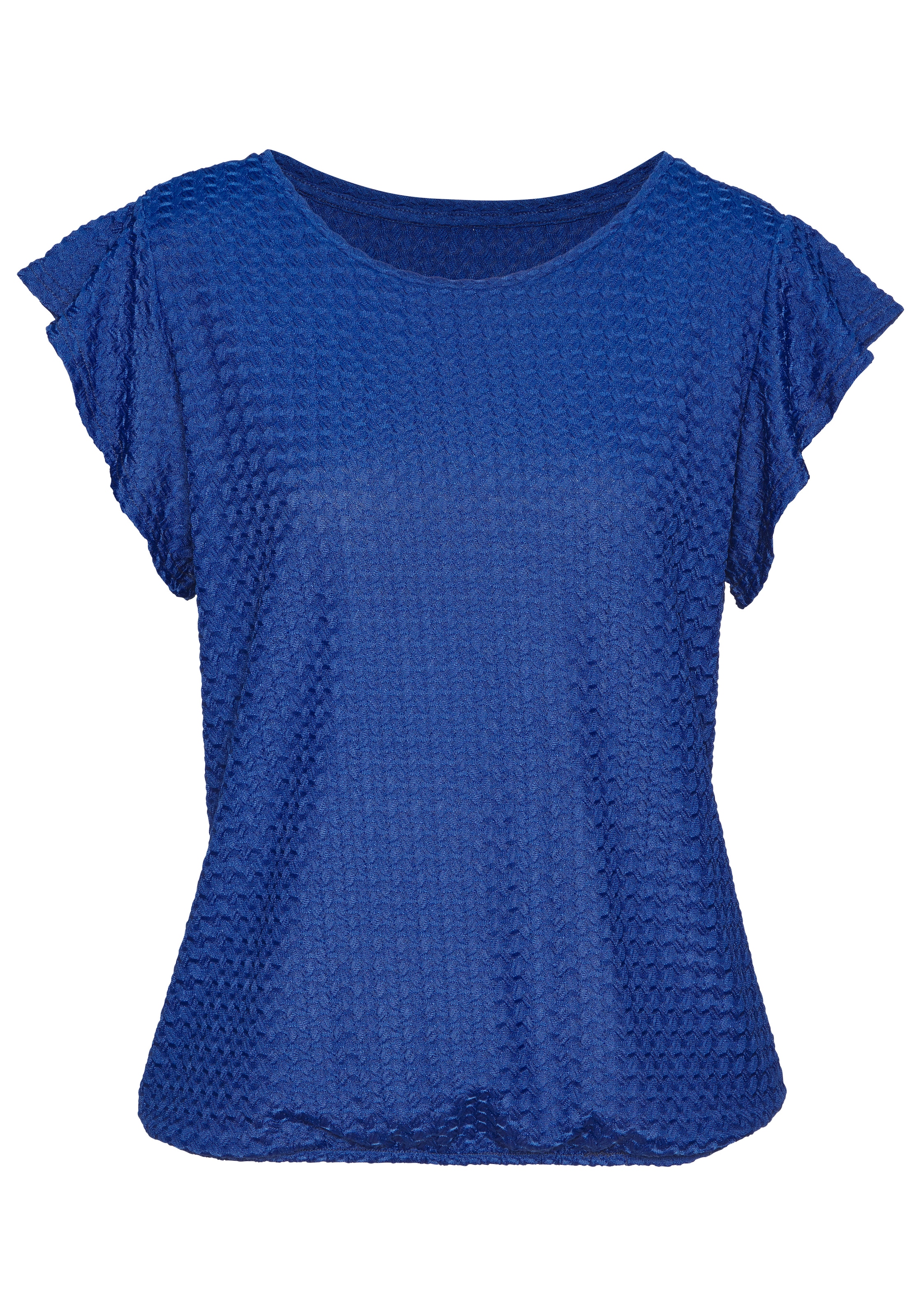 LASCANA T-Shirt »mit modischer Struktur« Sommerliches T-Shirt aus bügelfreie Polyester-Qualität