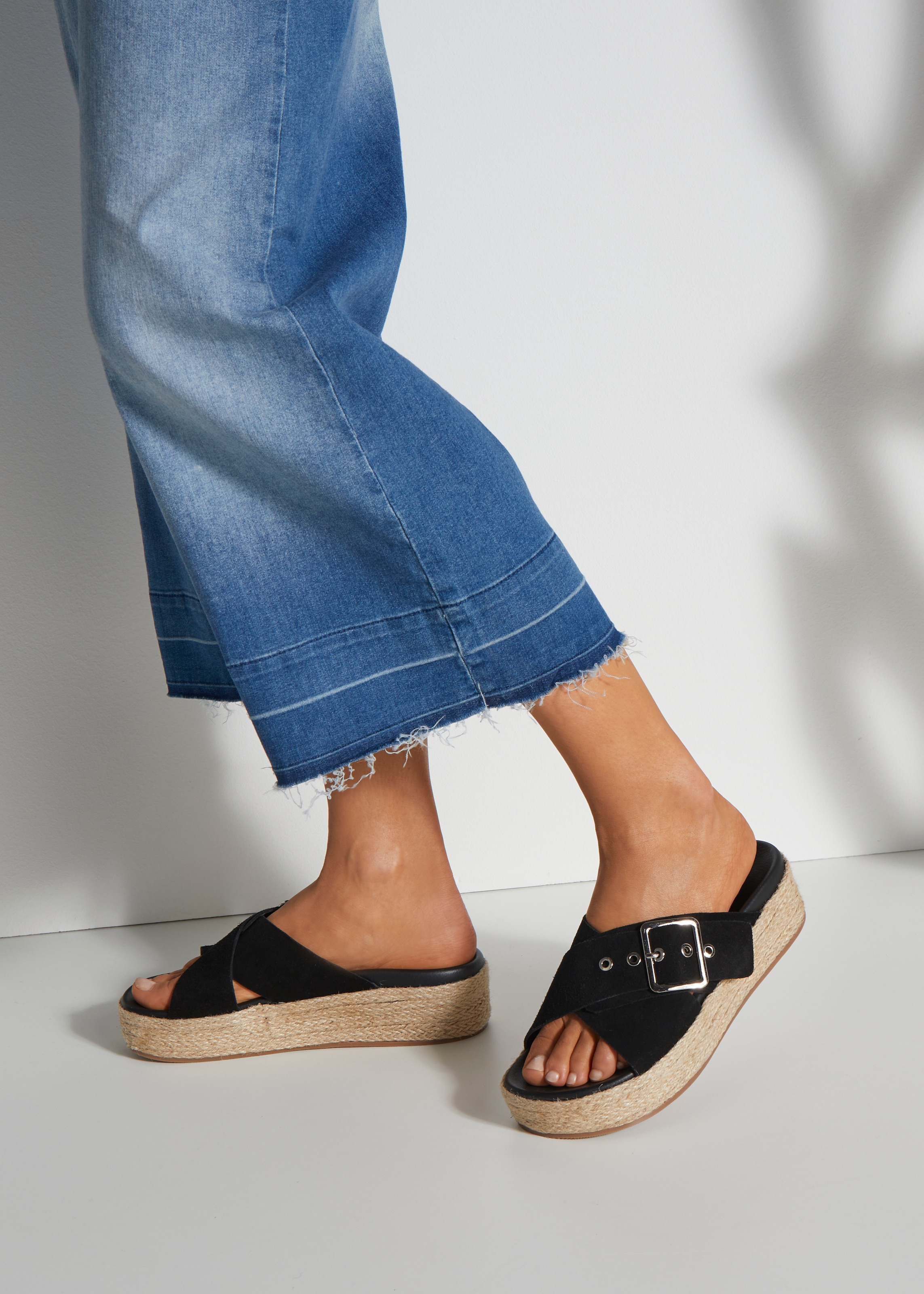 Elbsand Pantolette, Mule, Sandale, offener Schuh mit Plateauabsatz aus Leder