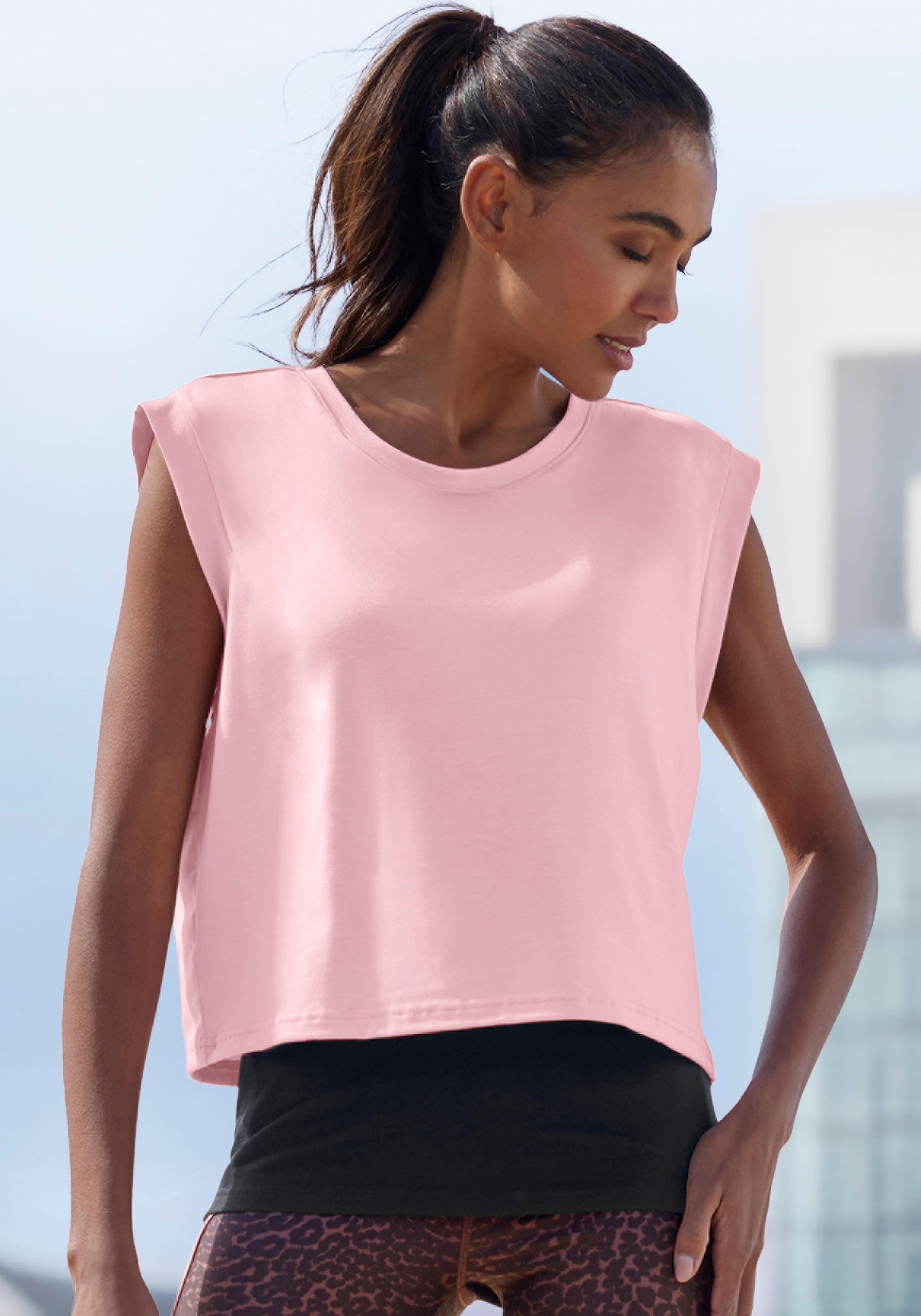 LASCANA ACTIVE 2-in-1-Shirt »Tropical« im doppellagigen Look