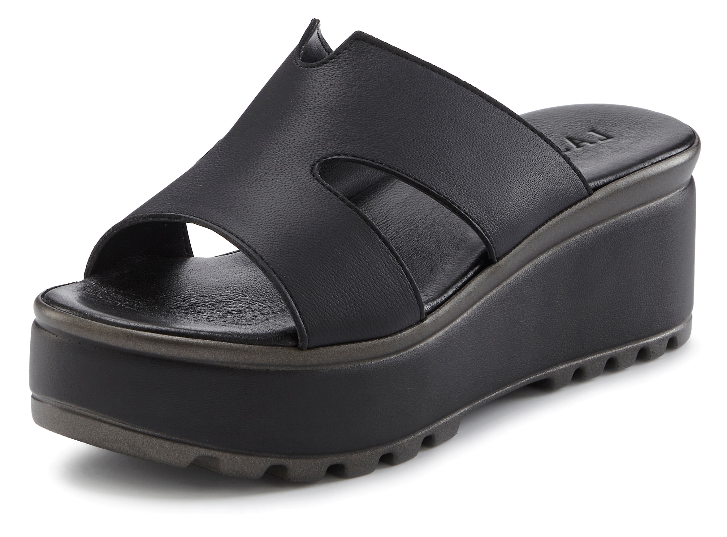 LASCANA Pantolette »Sandale, Sommerschuh, Mule«  aus Leder mit Keilabsatz