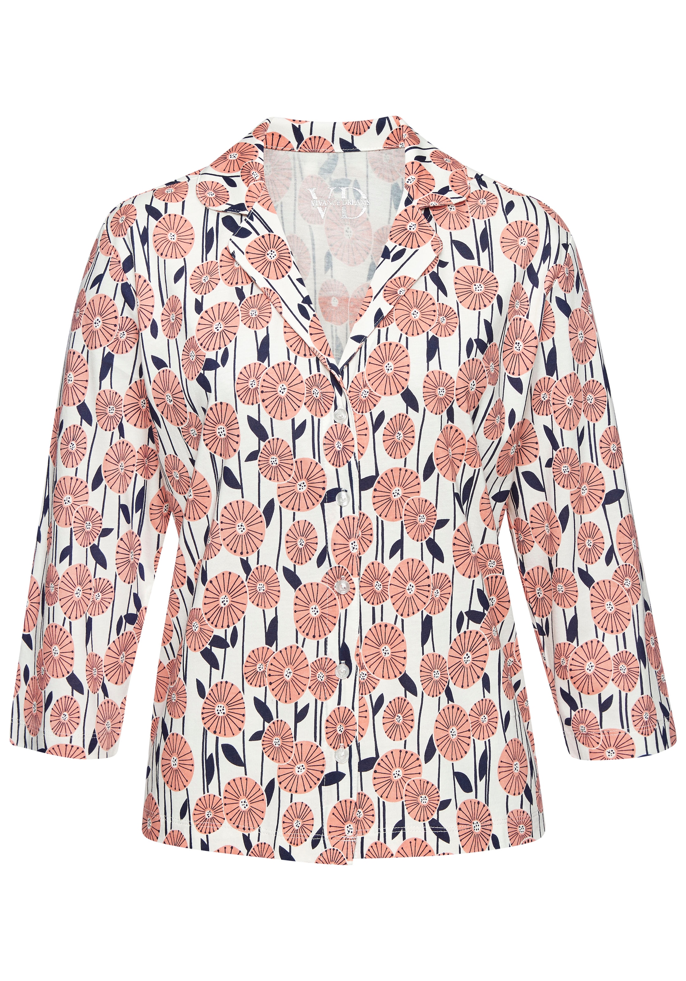 Vivance Dreams Pyjamaoberteil, Mit schönem Alloverdruck