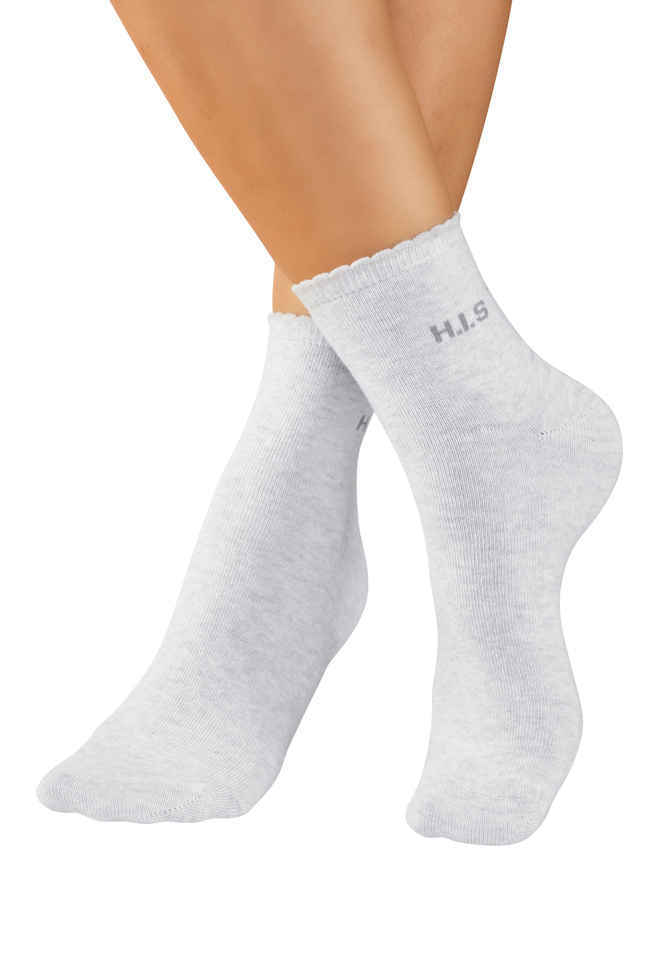 H.I.S Kurzsocken »Damen uni und meliert für die ganze Woche« Packung, 7 Paar tlg. mit gewelltem Bündchen