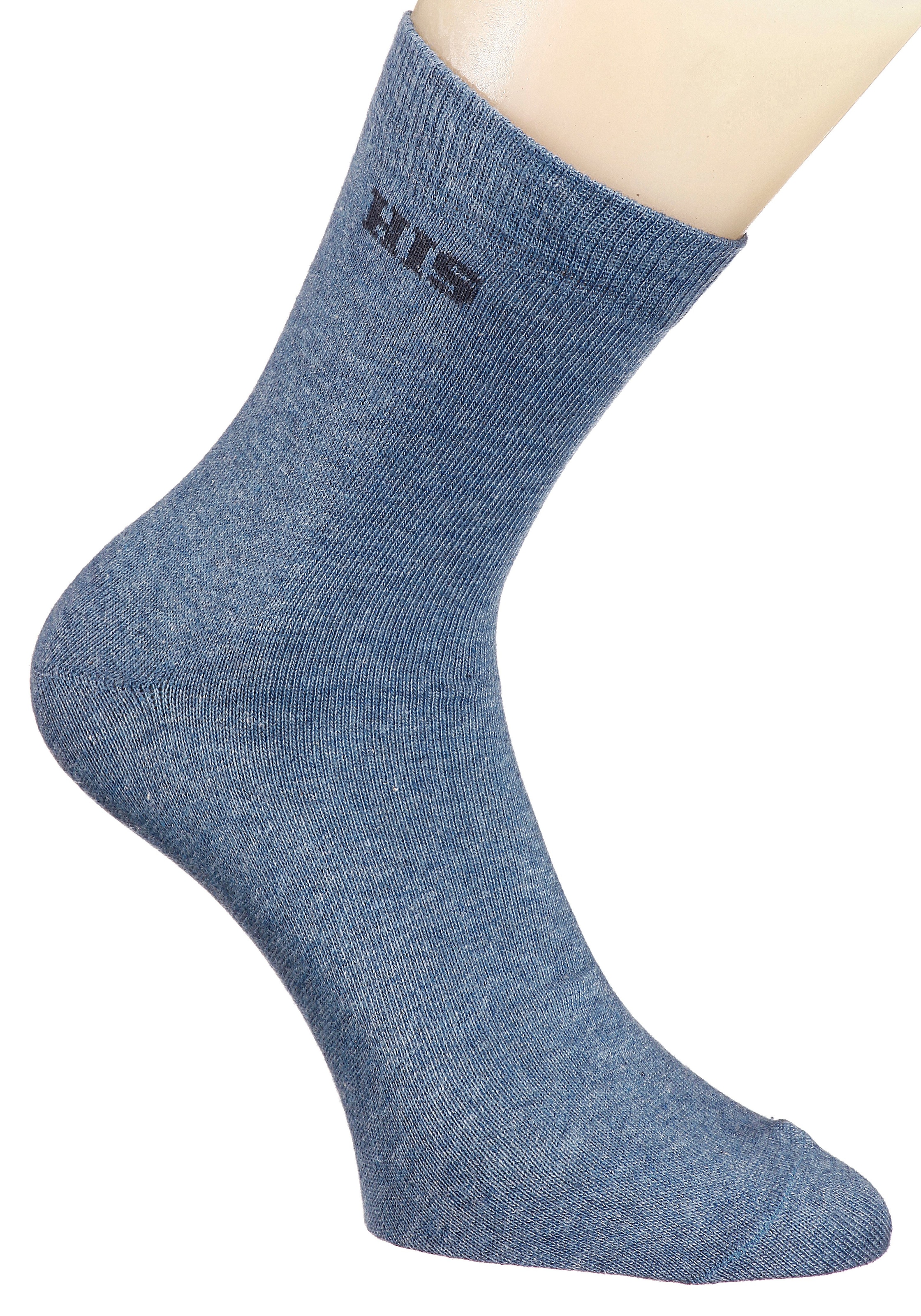 H.I.S Basicsocken »Damen Herren Ringel und uni Socken« Packung, 4 Stk. tlg. mit eingestricktem Markenlogo