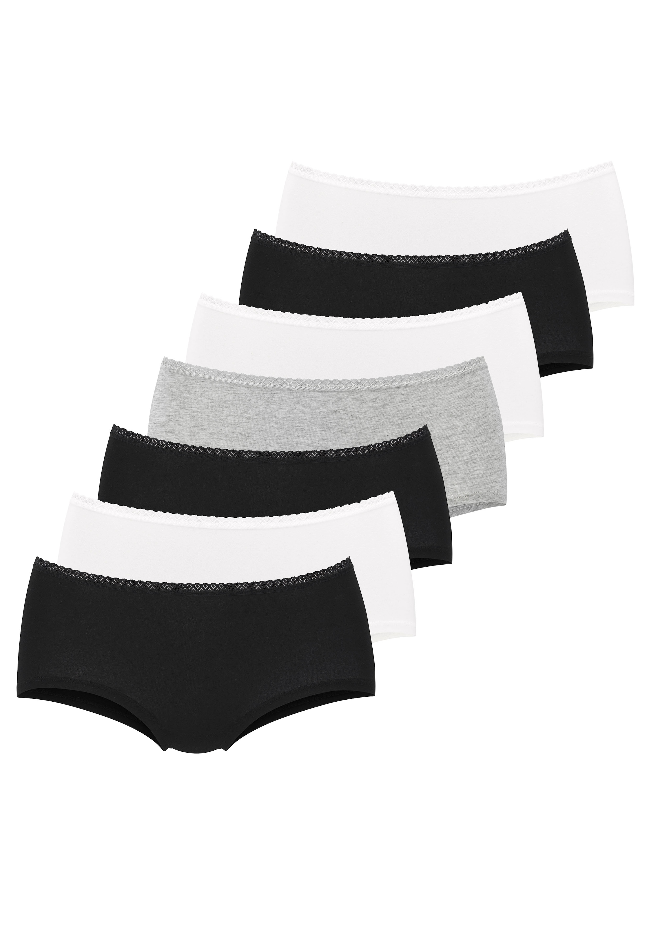Vivance Panty 7er-Pack,  aus weicher Baumwollqualität mit feiner Spitzeneinfassung