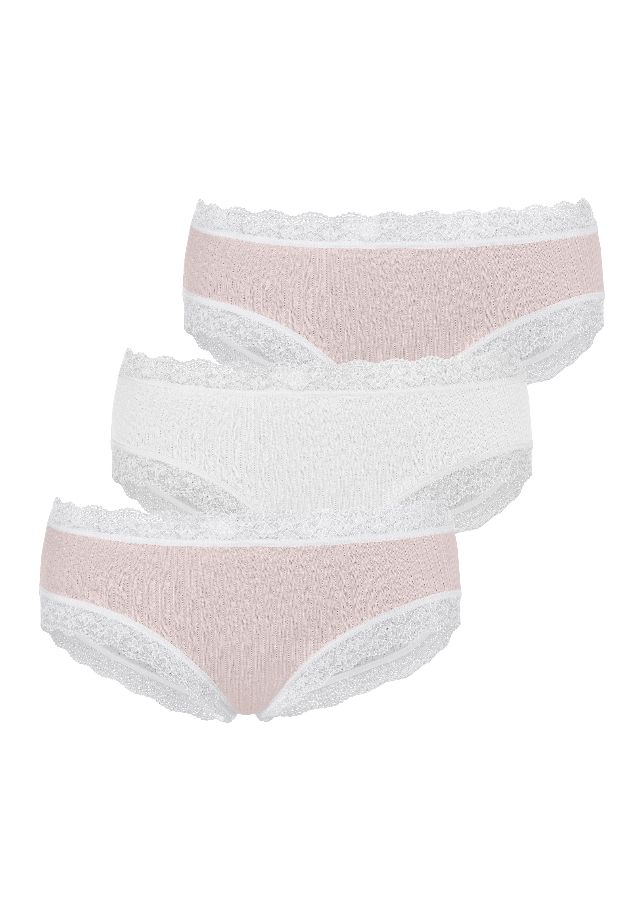 LASCANA Jazz-Pants Slips, (Packung, 3 St.), aus modischer Ripp-Qualität
