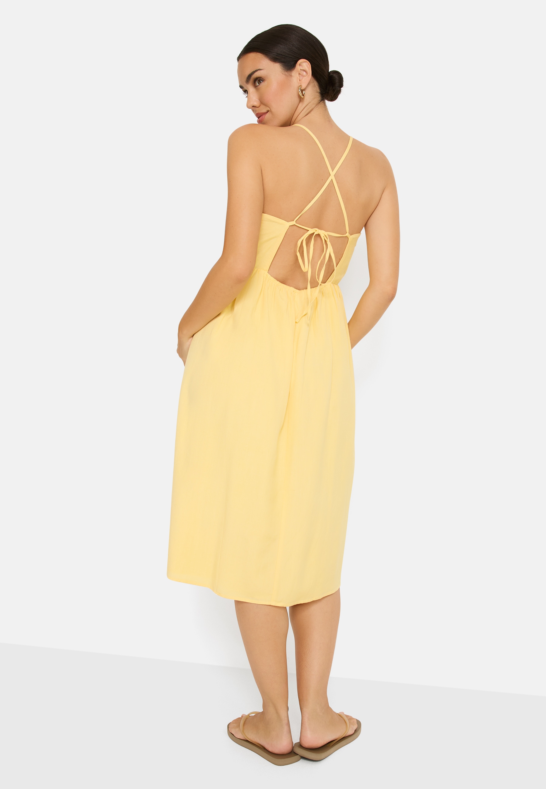 LSCN by LASCANA Midikleid Ohne Taschen mit tiefem Rückenausschnitt, Sommerkleid