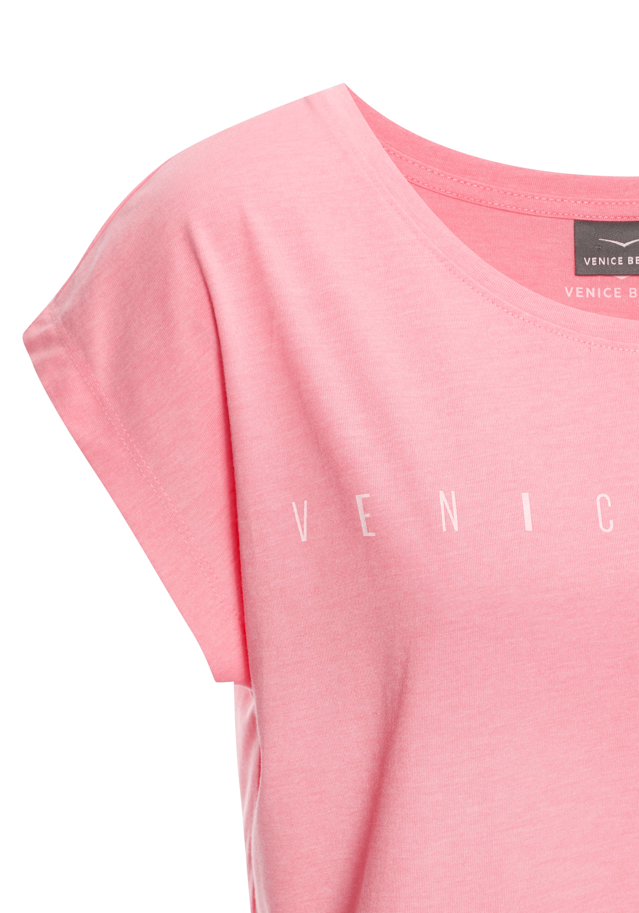 Venice Beach Kurzarmshirt, mit Frontdruck, T-Shirt aus Baumwollmischung, Basic, casual