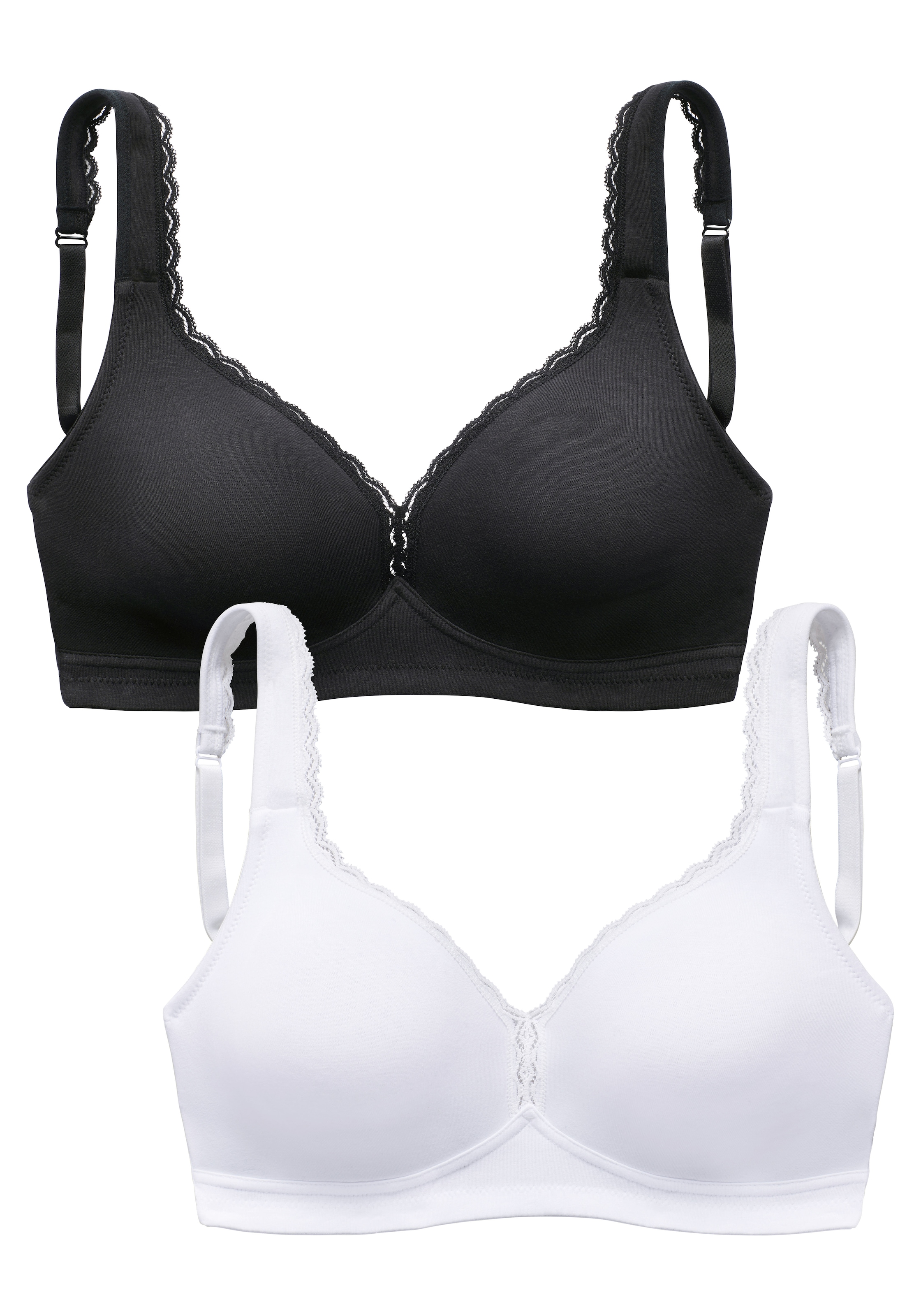 petite fleur Entlastungs-BH Packung, 2 Stück,  ohne Bügel aus weicher Baumwolle – ideal für große Größen