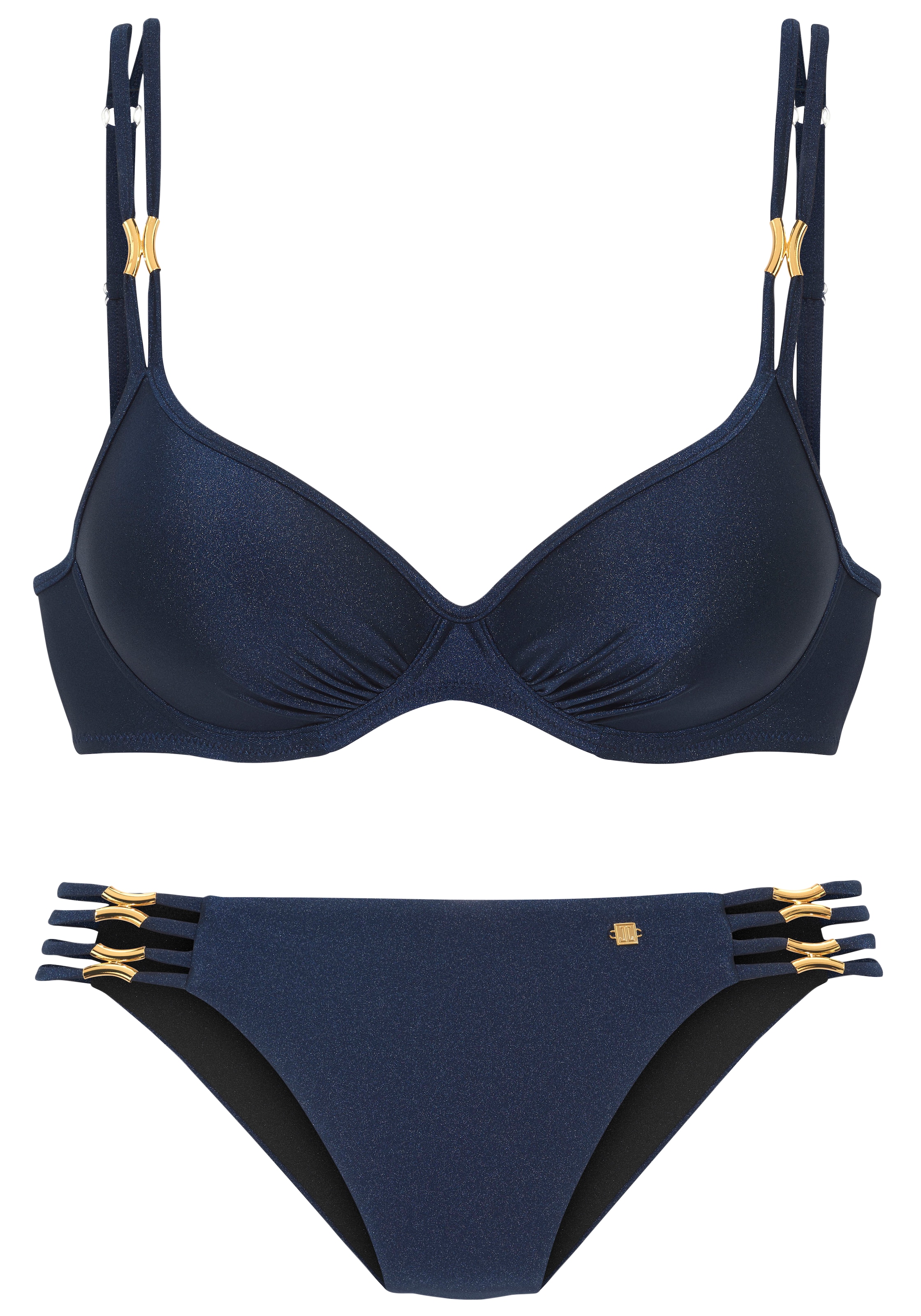 JETTE Bügel-Bikini »Giulia«, mit goldfarbener Glanzbeschichtung und Accessoires