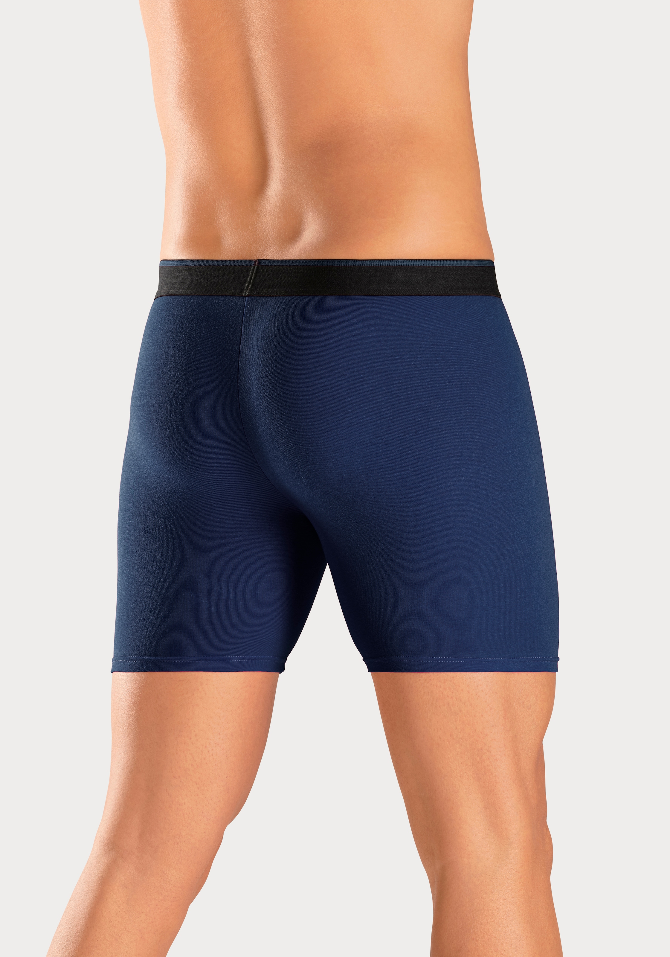 AUTHENTIC LE JOGGER Langer Boxer Packung, 5 Stk. mit zweifarbigem Webbund und längerem Bein