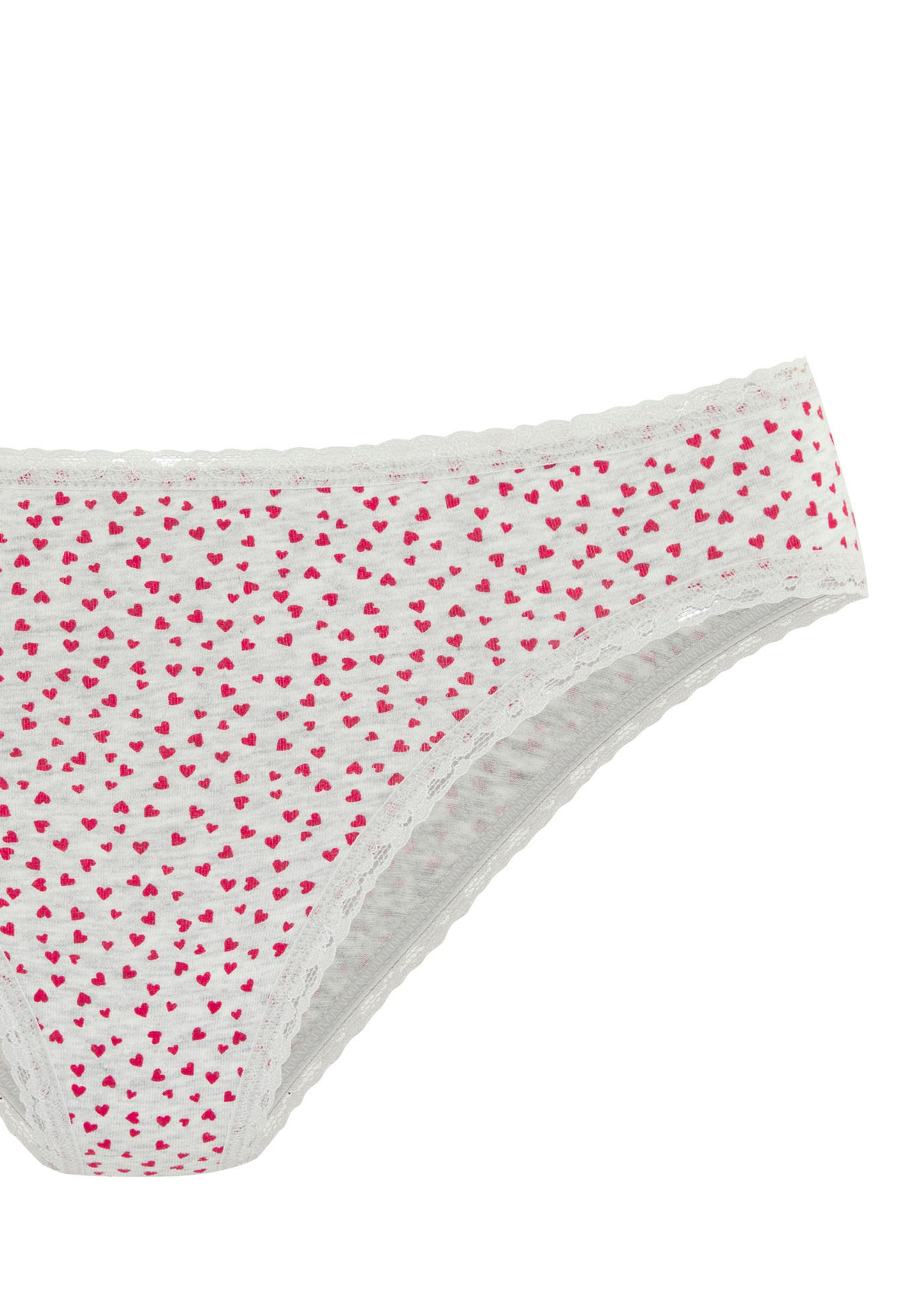 LASCANA Jazz-Pants Slips, (5er-Pack), mit süßen Herzchen-Prints und aus elastischer Baumwoll-Qualität