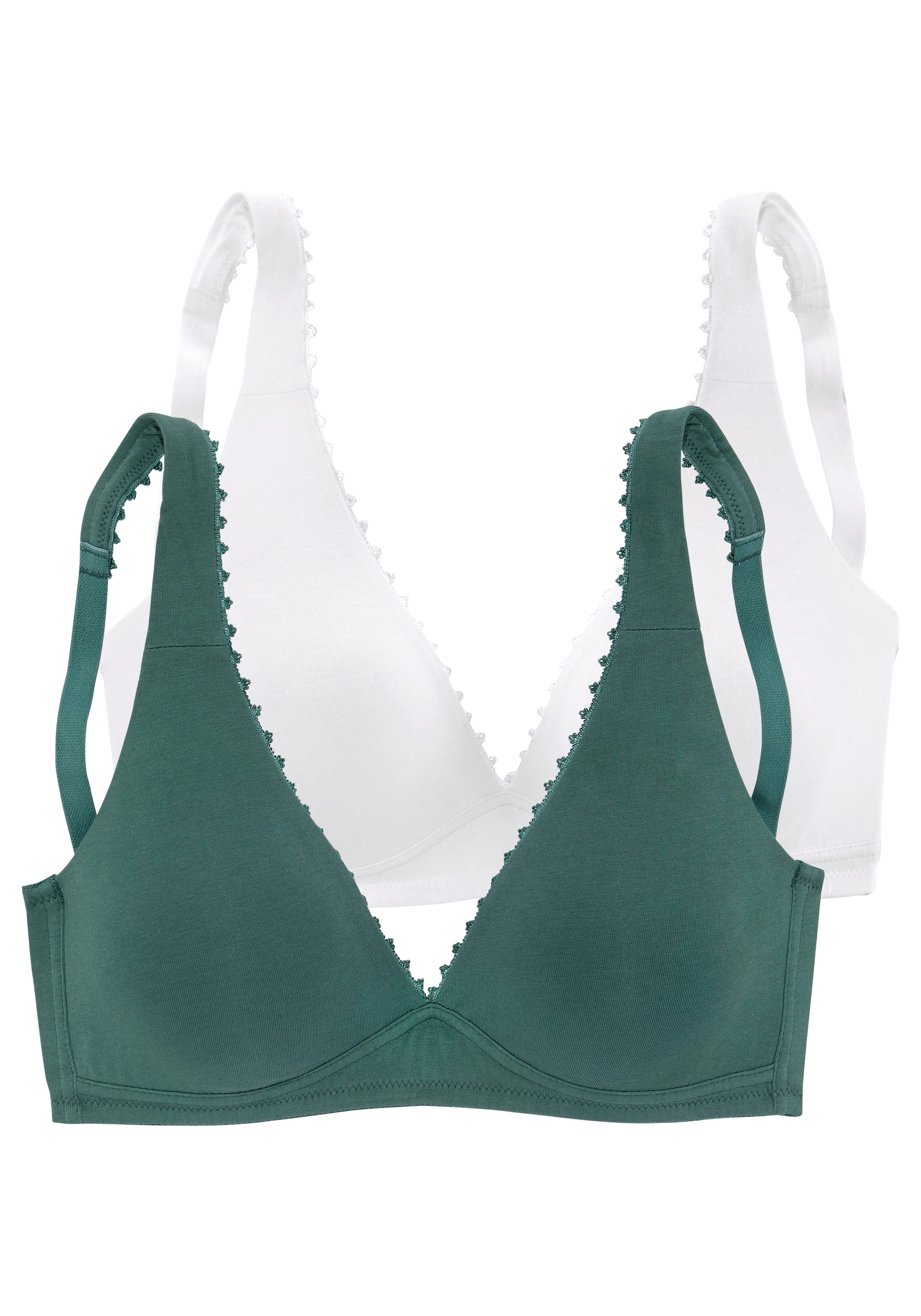 petite fleur Bralette-BH, ohne Bügel in High-Apex-Schnittform mit Zierborte, Basic Dessous