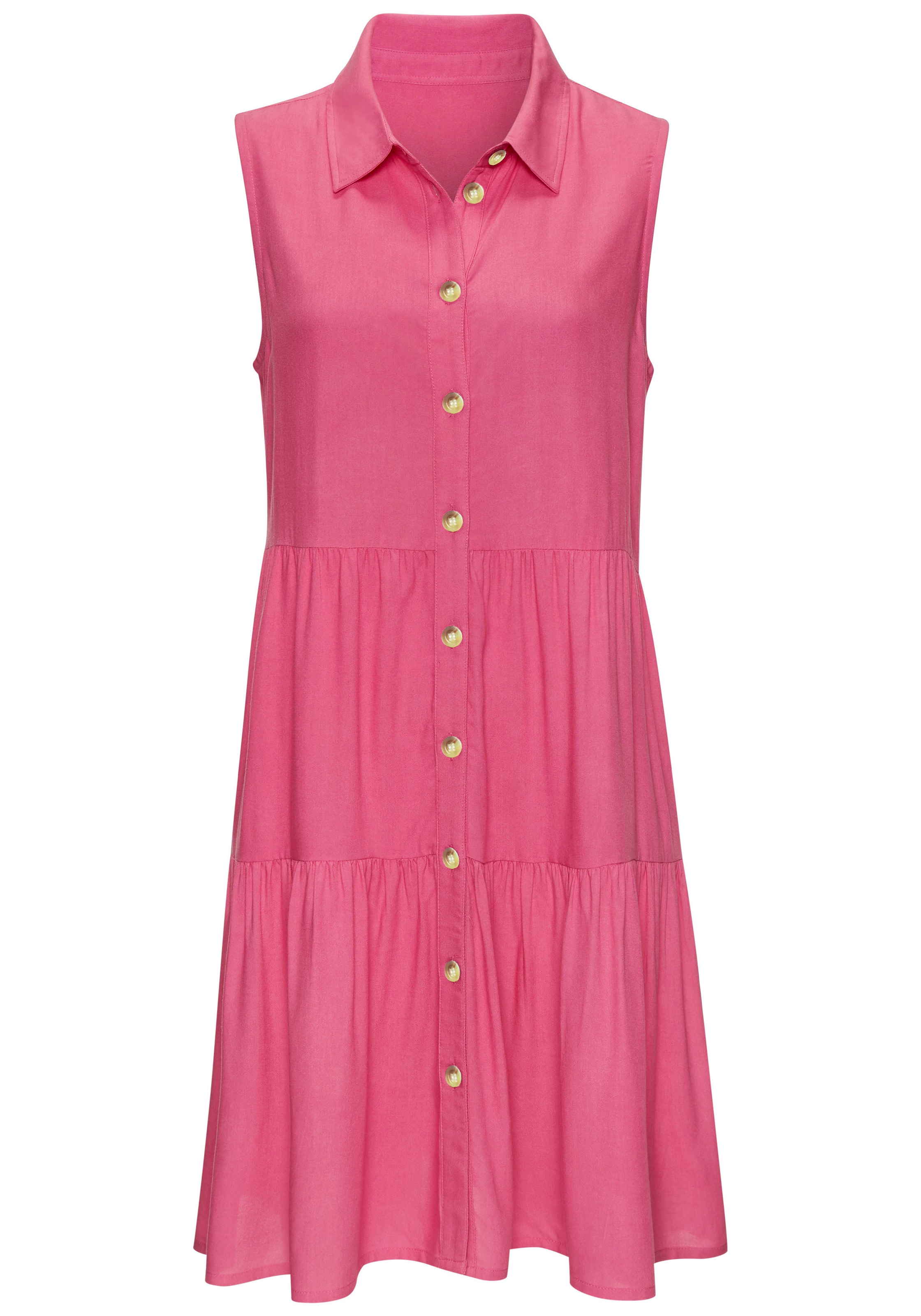Vivance Sommerkleid, aus gewebter Viskose, Blusenkleid mit Knopfleiste und Hemdblusenkragen