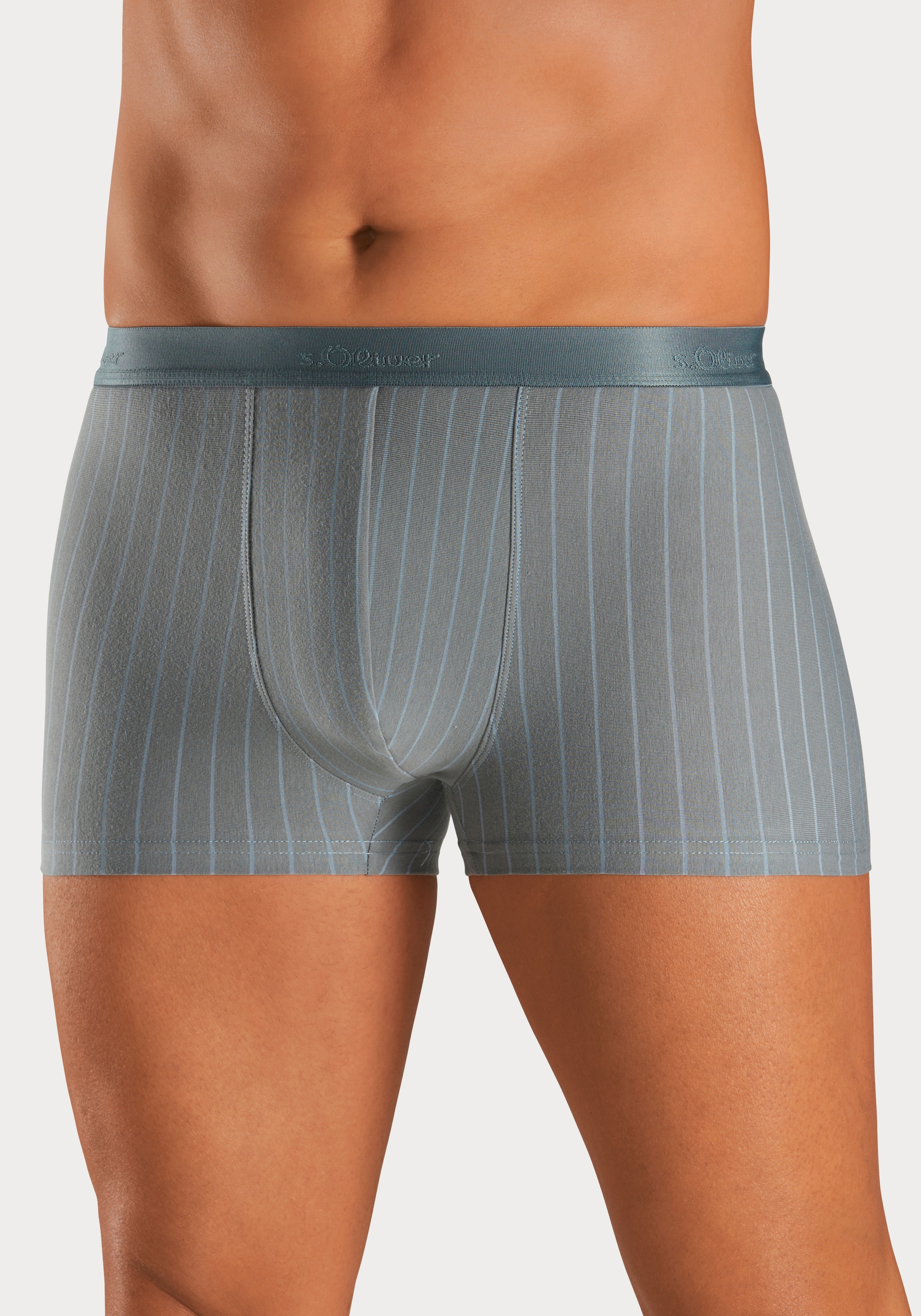 s.Oliver Boxer »Boxershorts für Herren«, (Packung, 3 St.), in Streifen und Uni aus Baumwoll-Mix