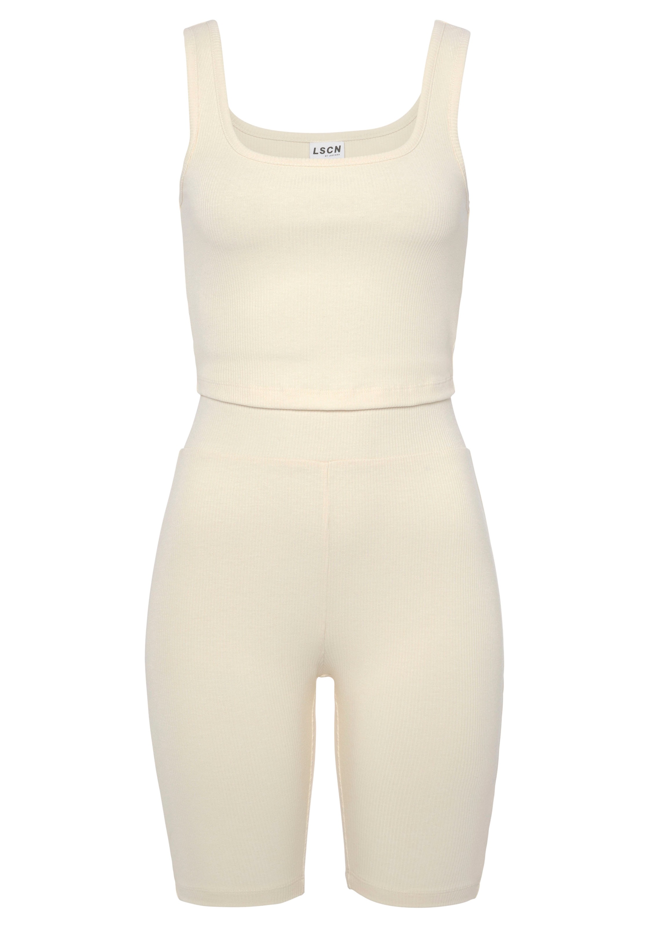 LASCANA Shorty, bestehend aus Top und Shorts aus Rippmaterial, Homewear-Set