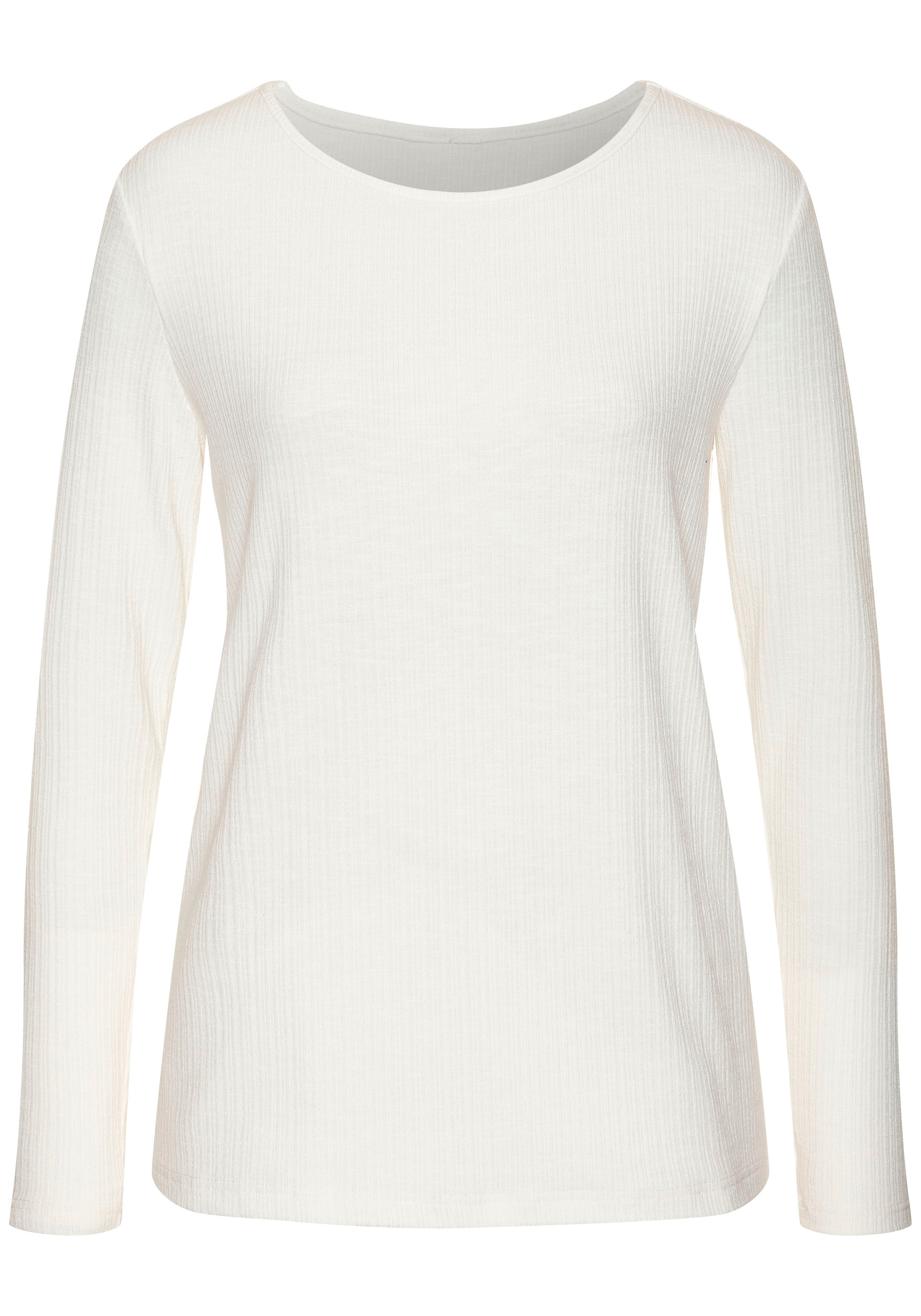Vivance Langarmshirt »mit modischer Rippstruktur«, aus weichfließender Qualität mit Viskose