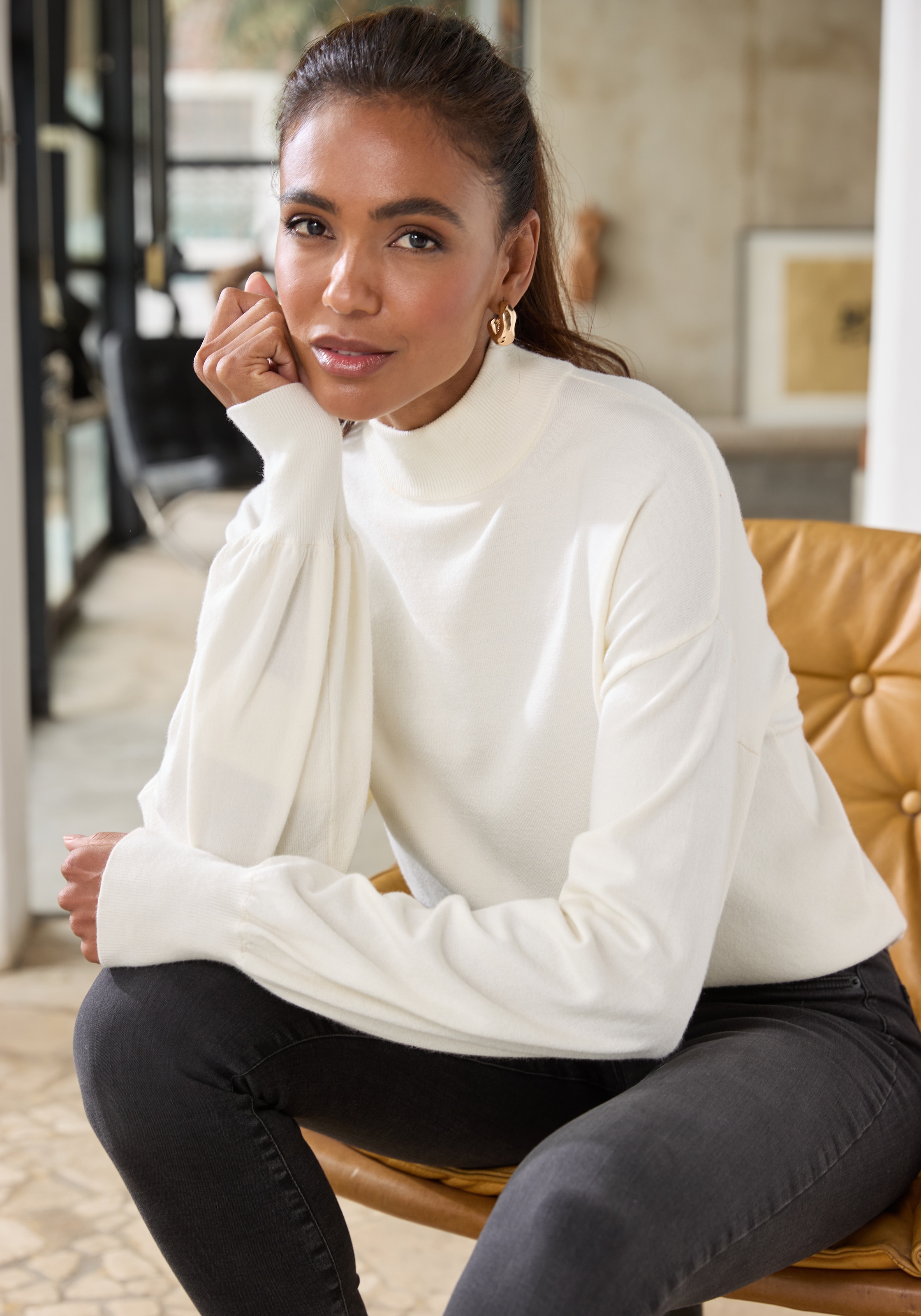 LASCANA Strickpullover, mit kleinem Stehkragen, Feinstrickpullover, casual-chic