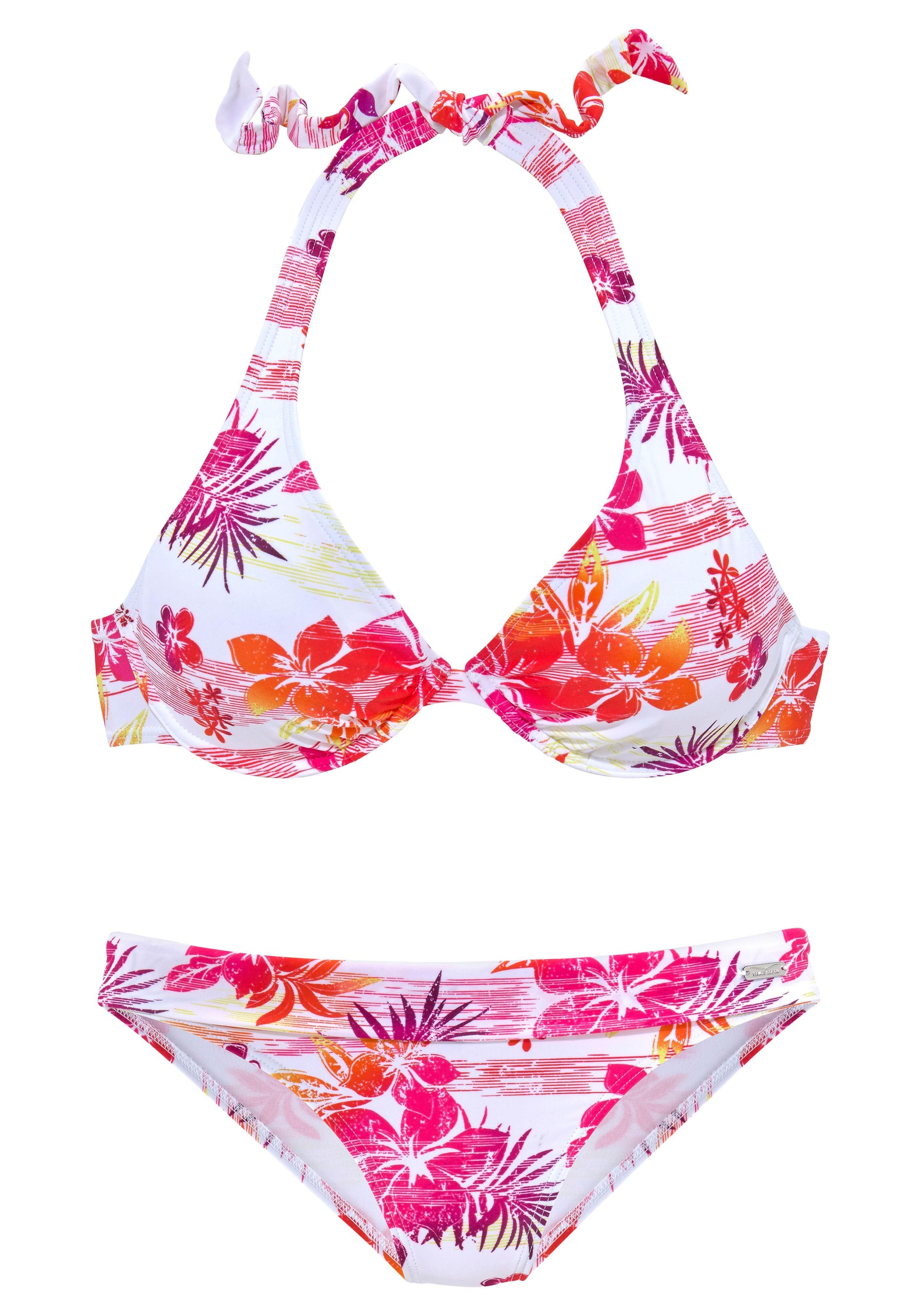 Venice Beach Bügel-Bikini, trendiger Flowerprint, herausnehmbare Cups, im Nacken zu binden