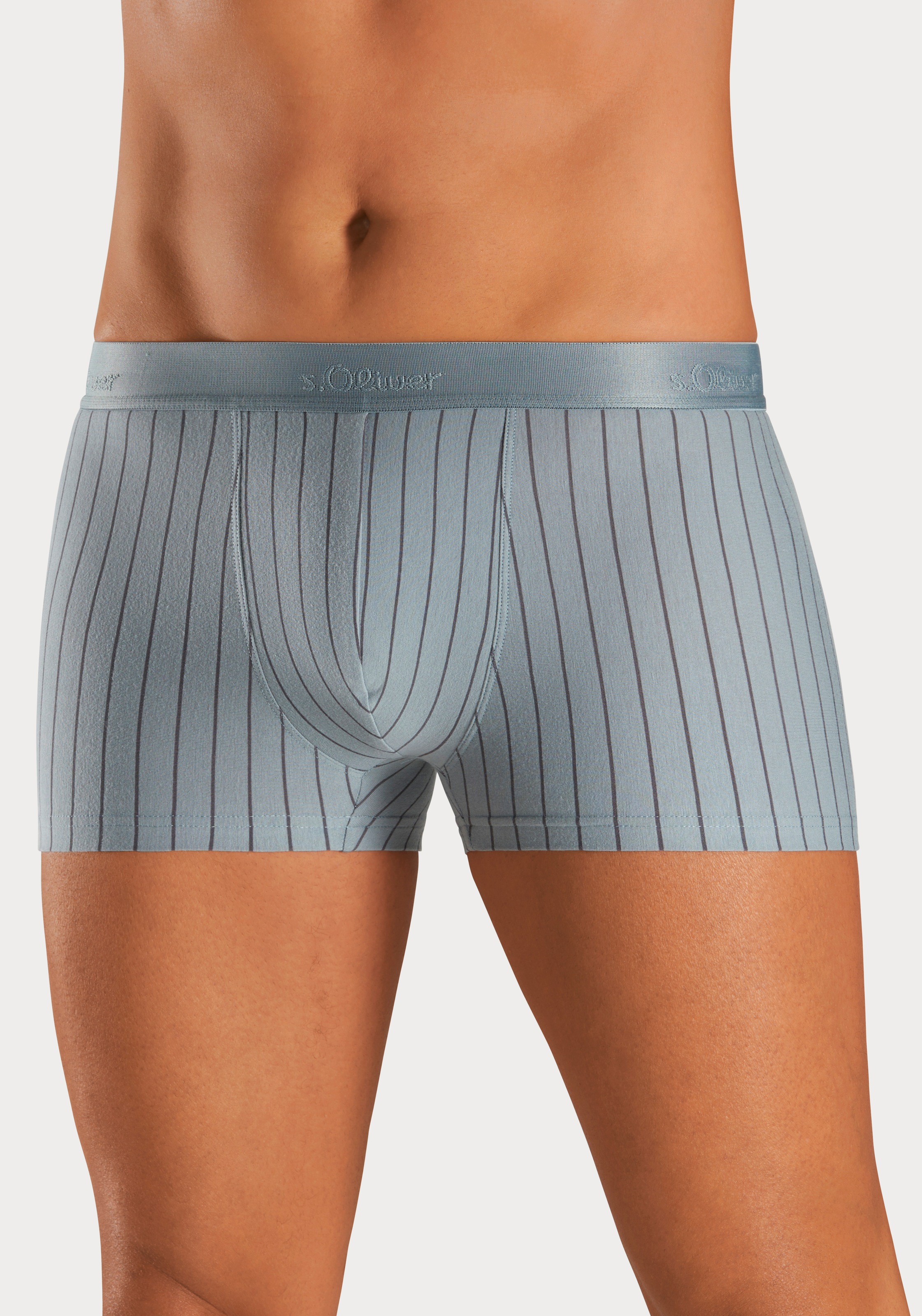 s.Oliver Boxer »Boxershorts für Herren«, (Packung, 3 St.), in Streifen und Uni aus Baumwoll-Mix