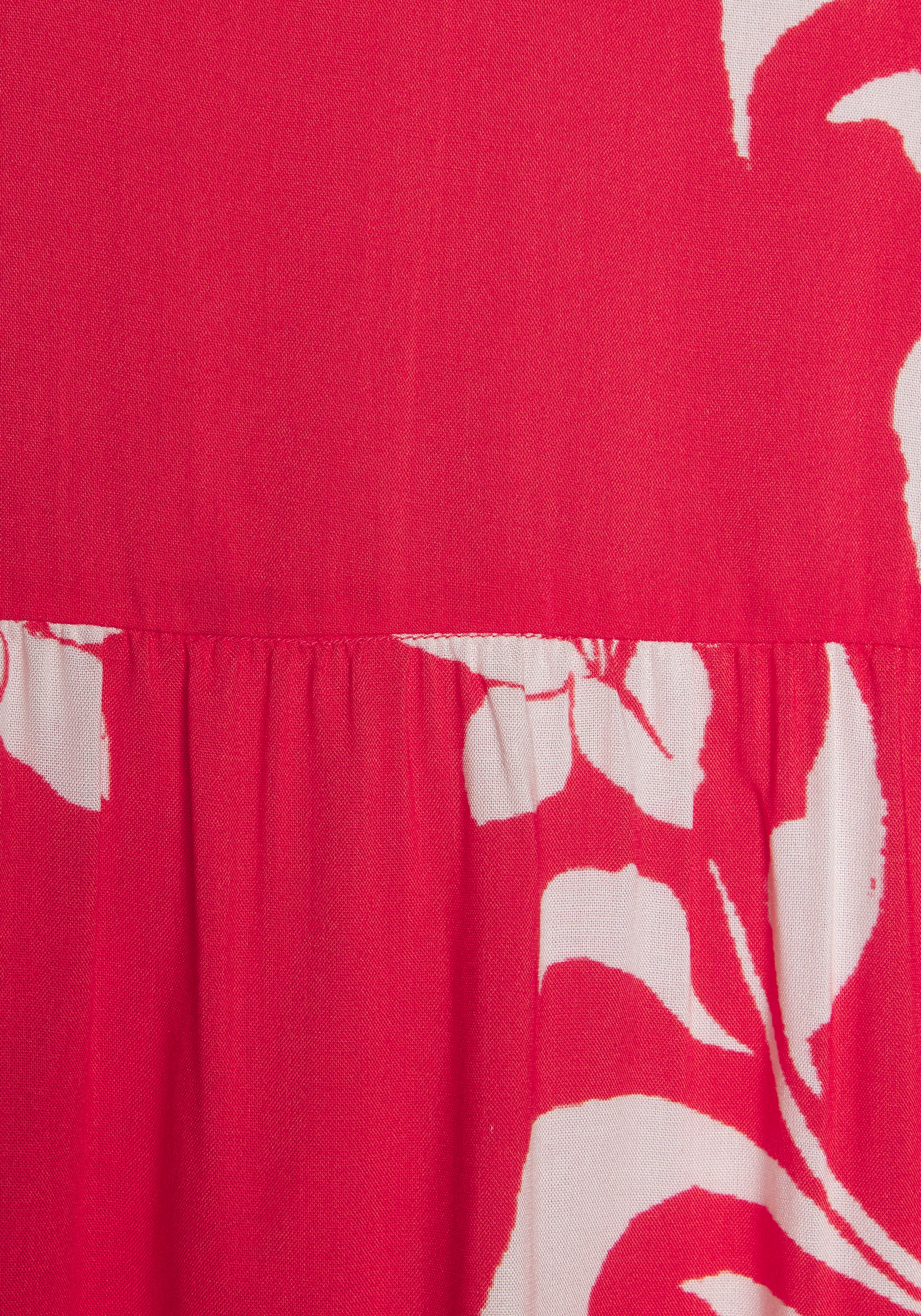 LASCANA Sommerkleid mit Blumenprint und süßen Flügelärmeln, Sommerkleid, Strandkleid