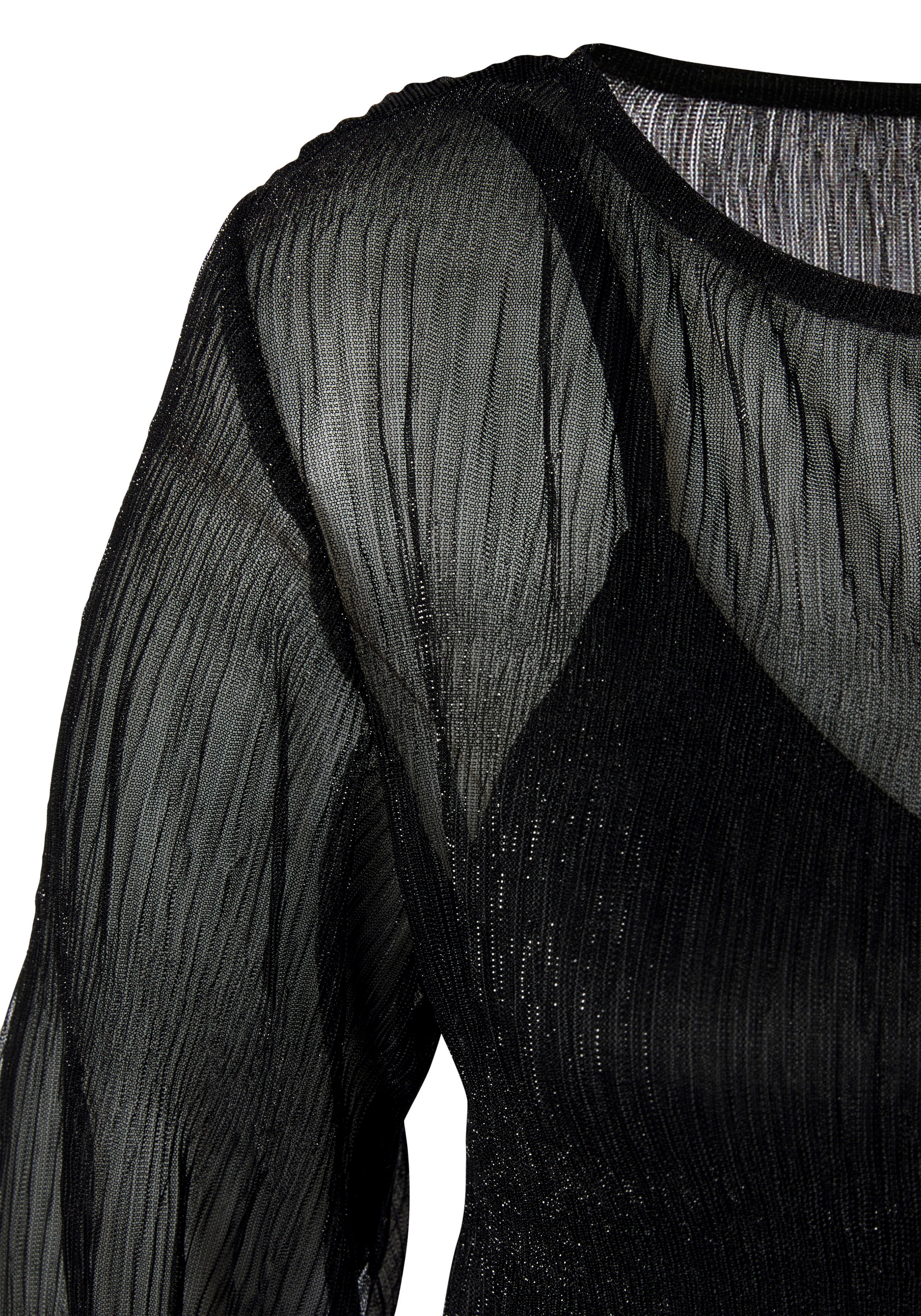 LASCANA Langarmbluse, (Set, mit Top), in transparentem Metallic-Look