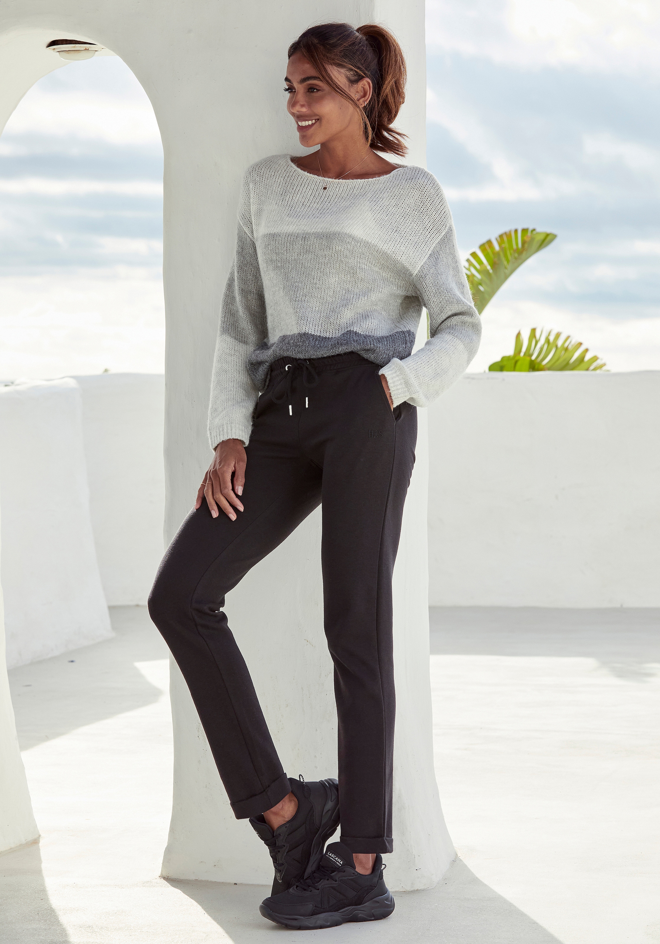 H.I.S Sweathose, Schlupfhose mit kleinem Aufschlag am Saum, Loungewear