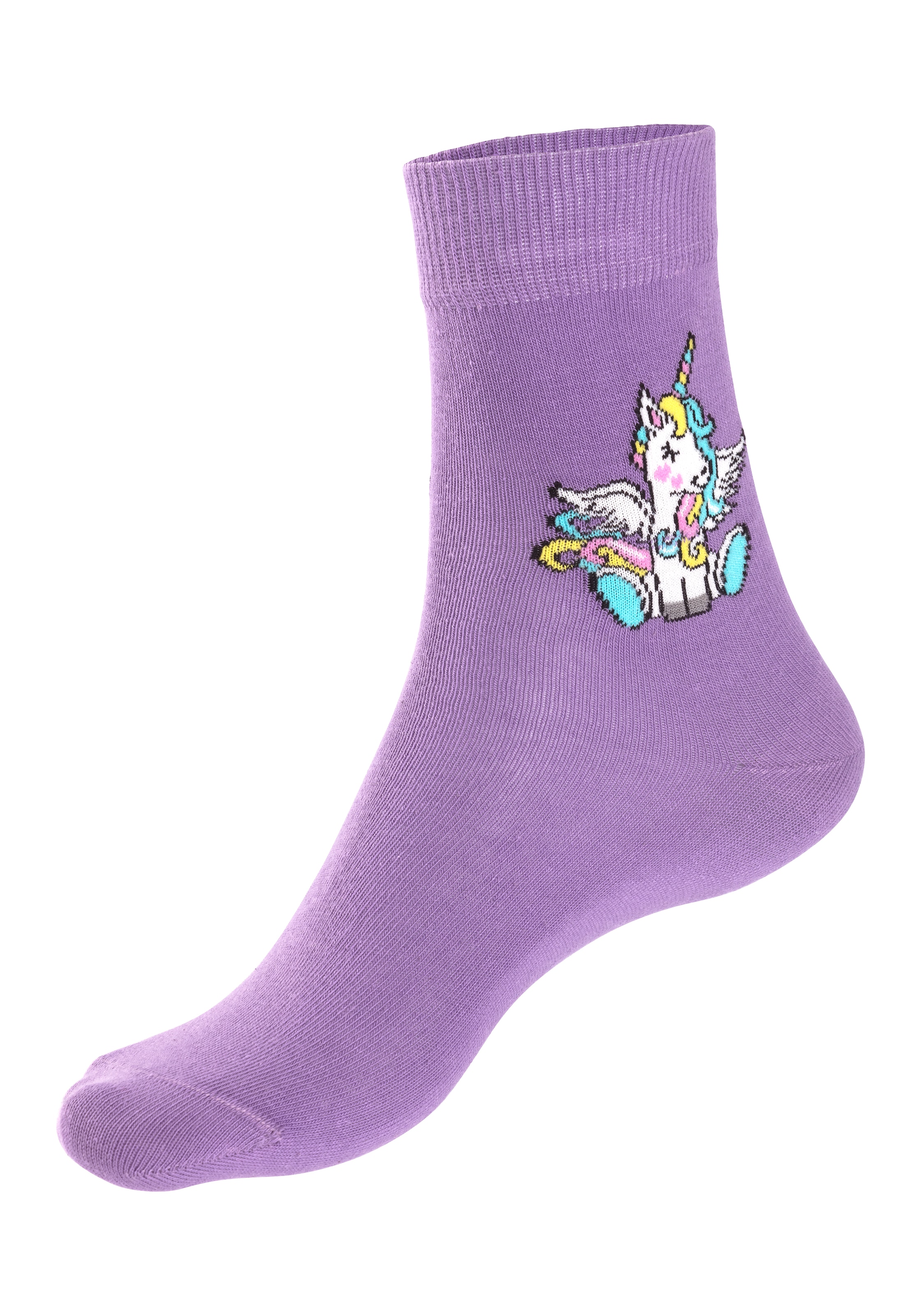 H.I.S Basicsocken Packung, 4 Paar tlg. mit Einhorn Motiven