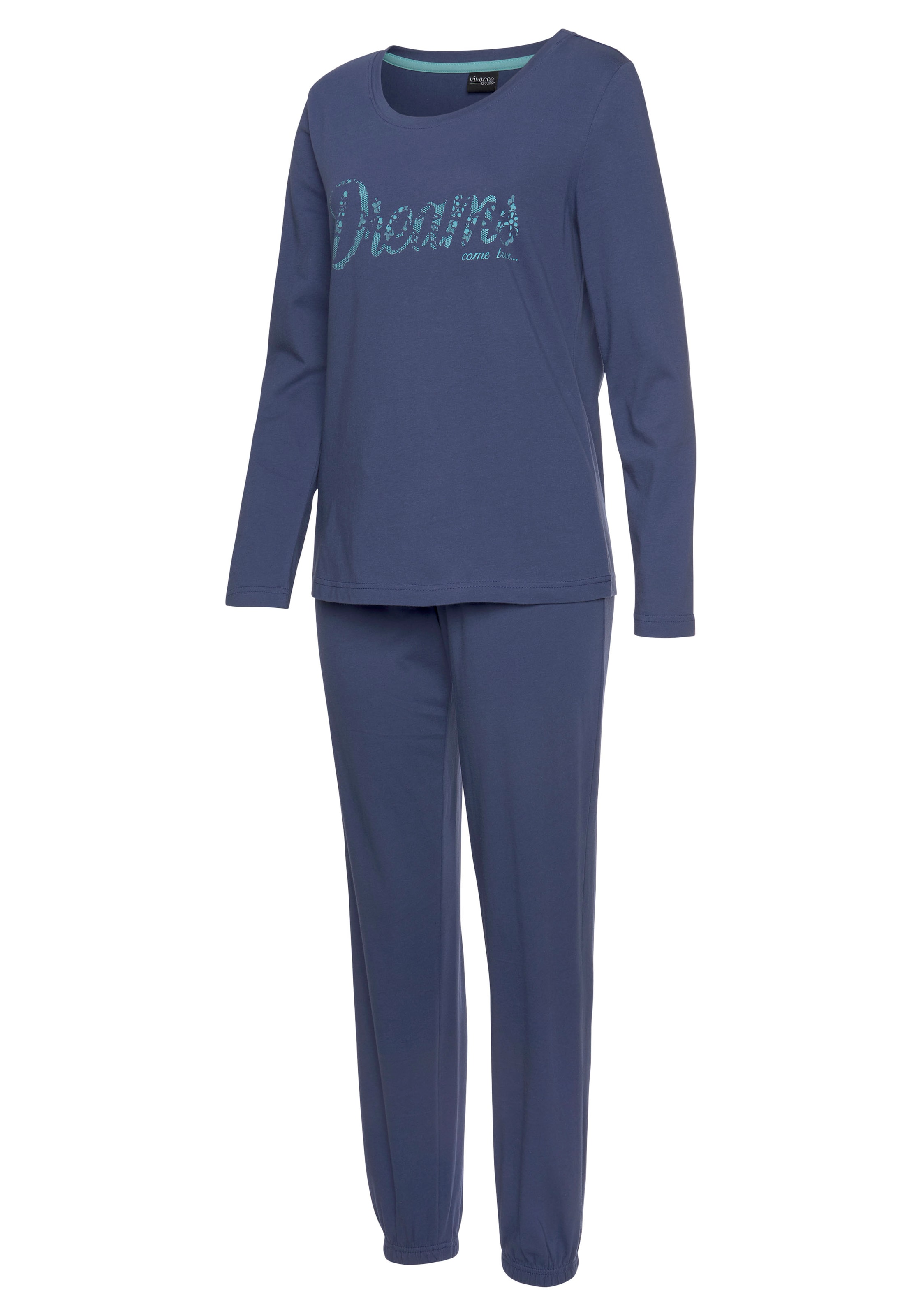 Vivance Dreams Pyjama, (Set, 3 teilig), mit Frontschriftzug