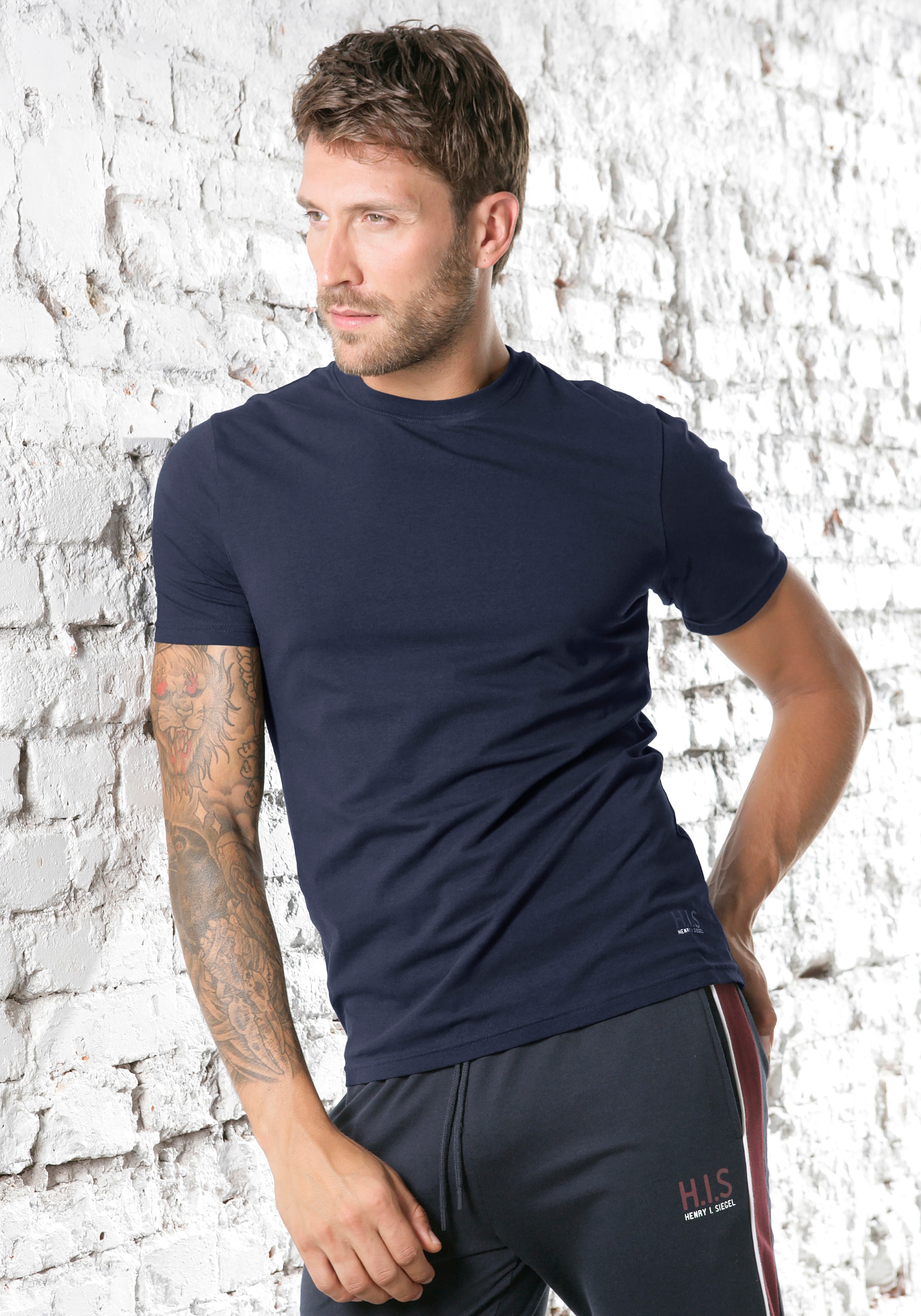 H.I.S T-Shirt »Unterziehshirt mit Rundhals«, (3er-Pack), aus Baumwoll-Mix