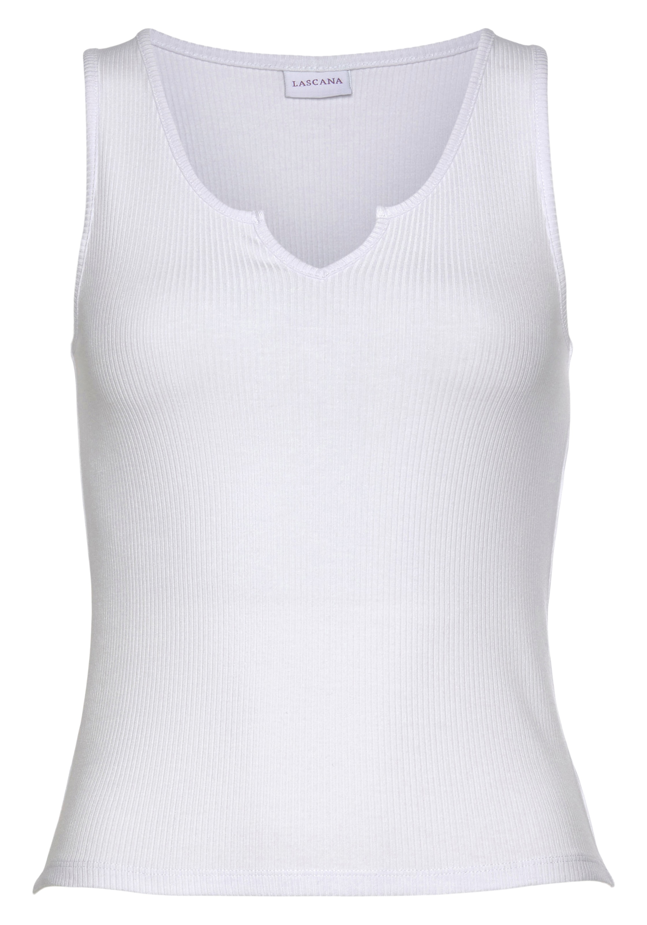 LASCANA Ripptanktop, mit kleinem V-Ausschnitt, figurbetontes Damentop, Basic