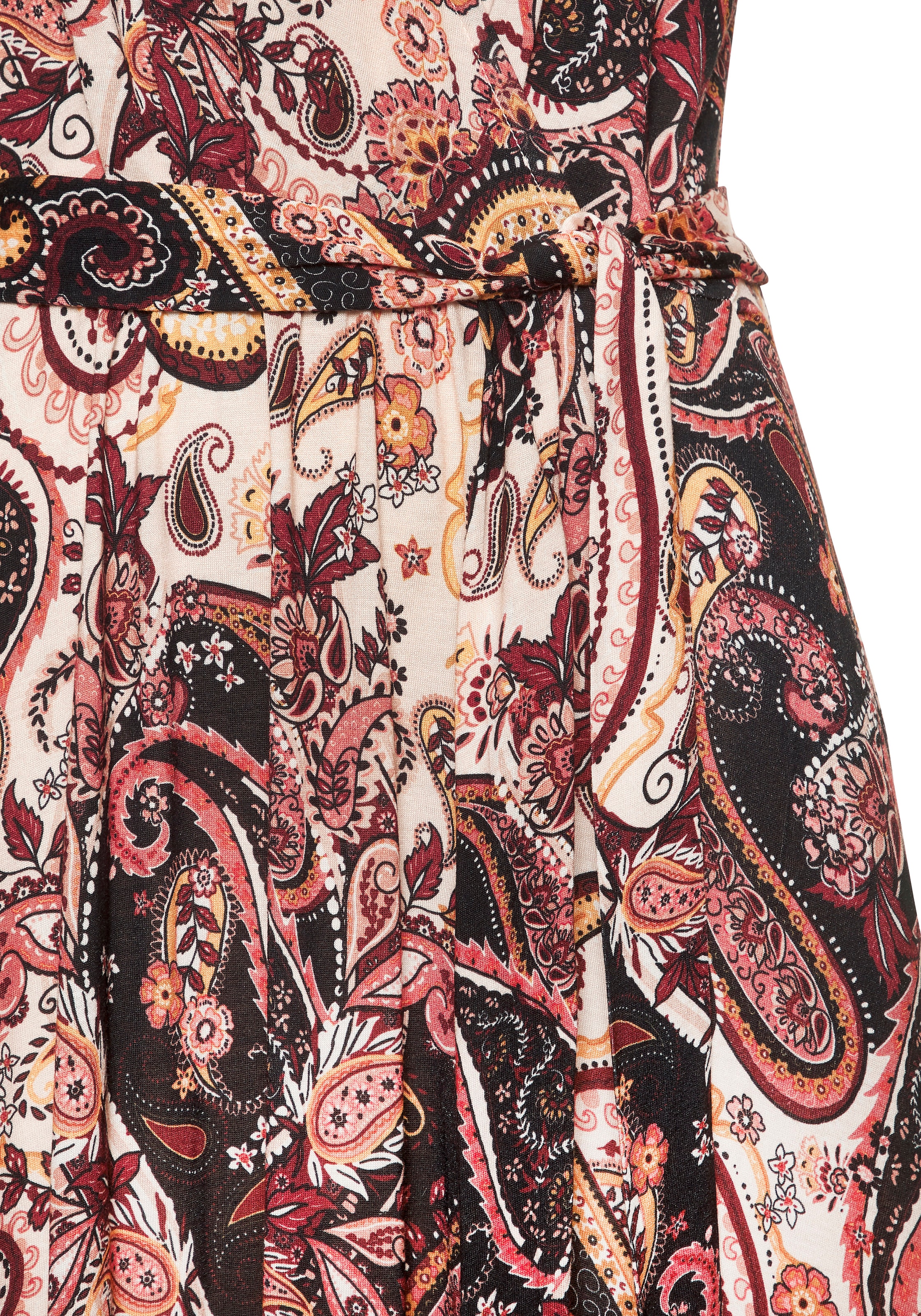 Vivance Maxikleid mit Bindegürtel,  Eingrifftaschen mit Alloverdruck, Sommerkleid mit Taschen, Strandkleid