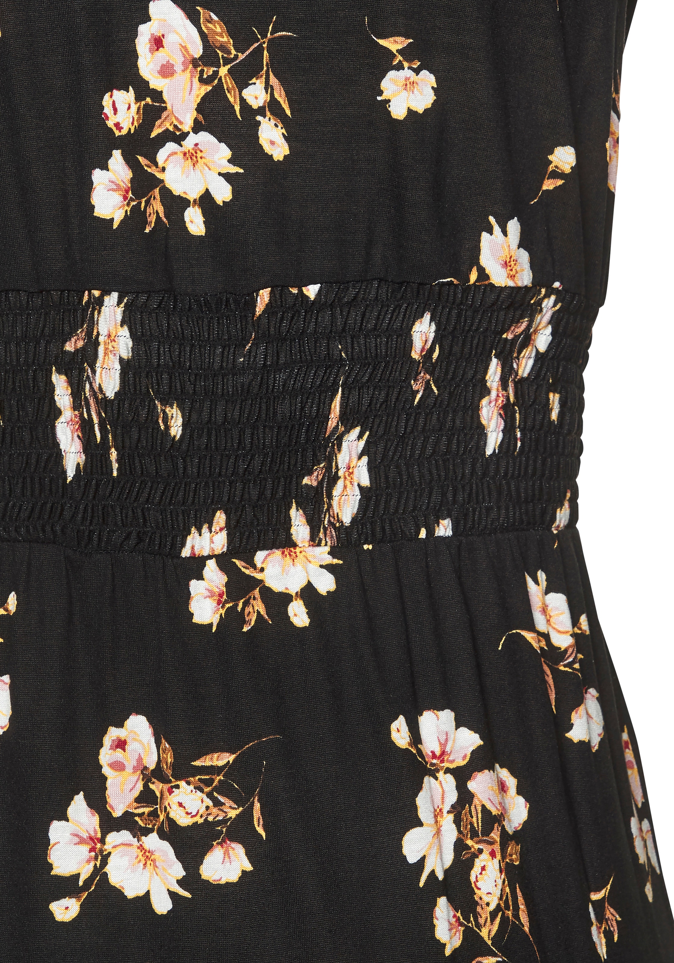 Vivance Maxikleid Ohne Taschen mit V-Ausschnitt, langes Jerseykleid mit Blumendruck
