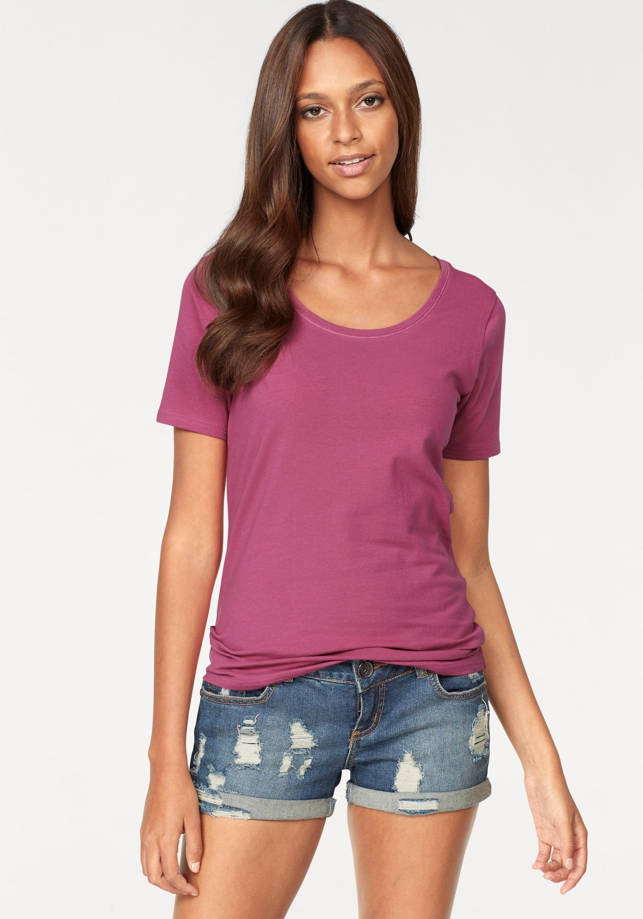 Vivance T-Shirt »aus elastischer Baumwoll-Qualität«, (2er-Pack)