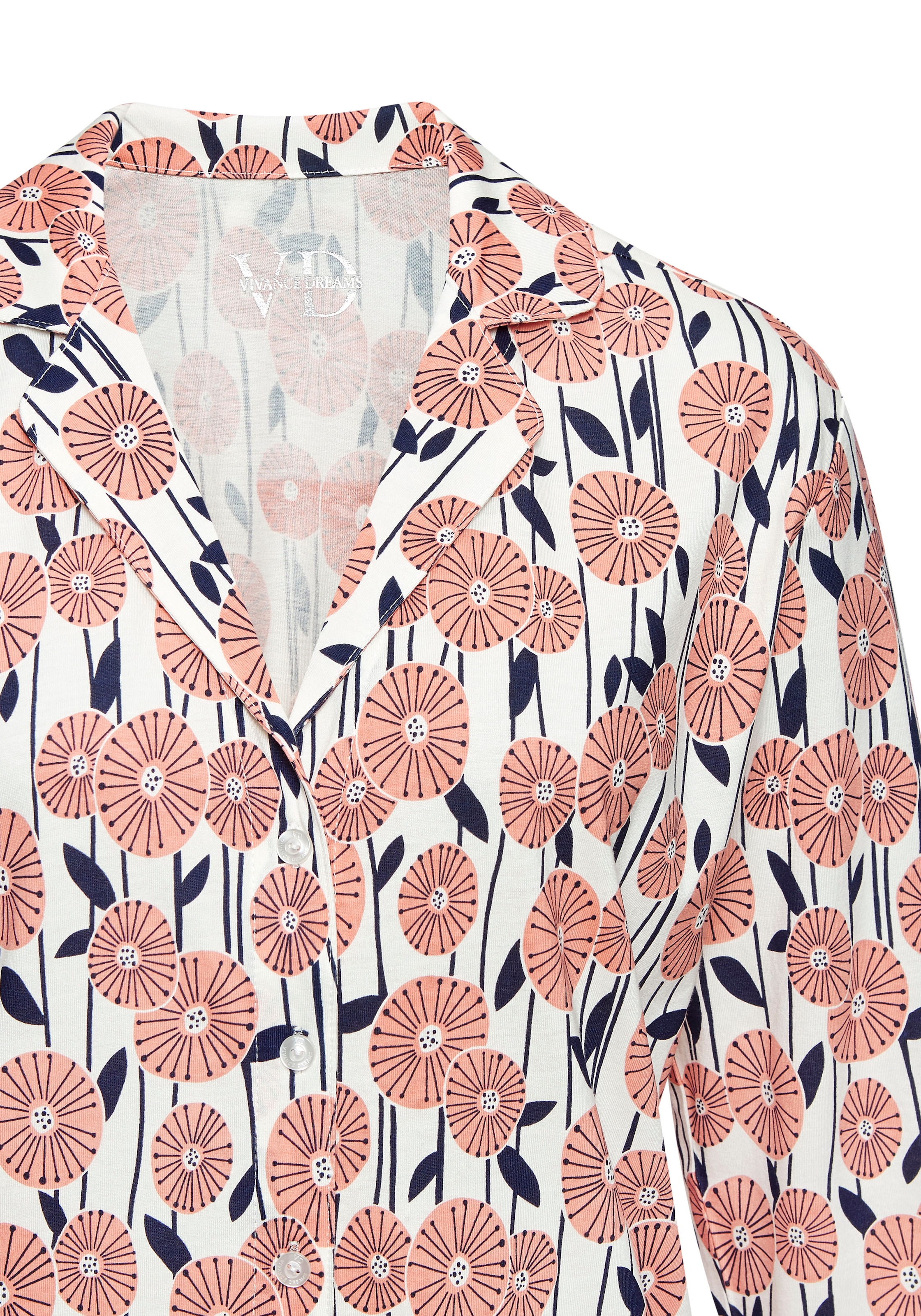 Vivance Dreams Pyjamaoberteil, Mit schönem Alloverdruck