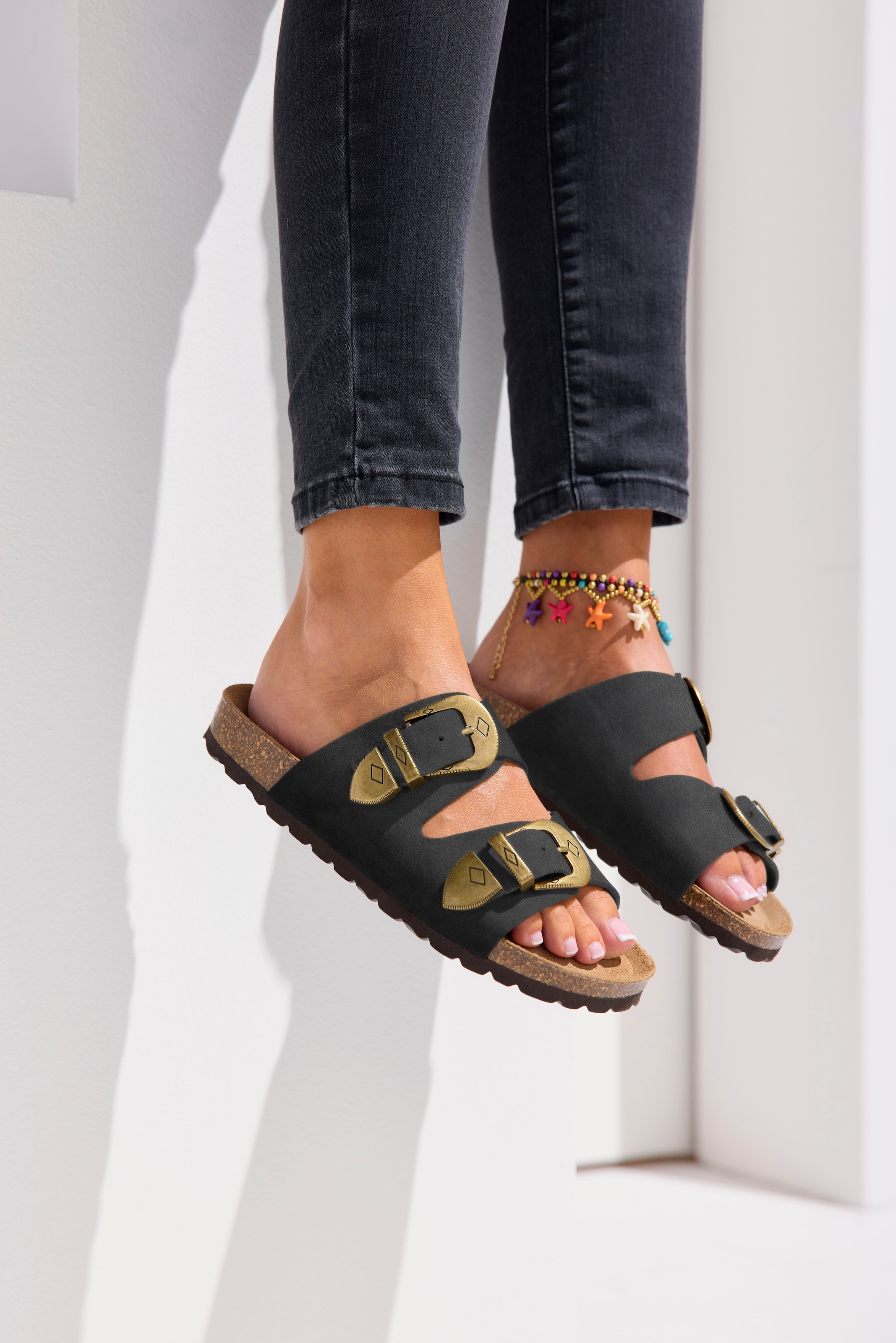 French Connection Pantolette »Mule, Sandale, offener Schuh, Sommerschuhe, Sandale, Lederpantolette«  NEU aus hochwertigem Leder mit weichem Korkfußbett