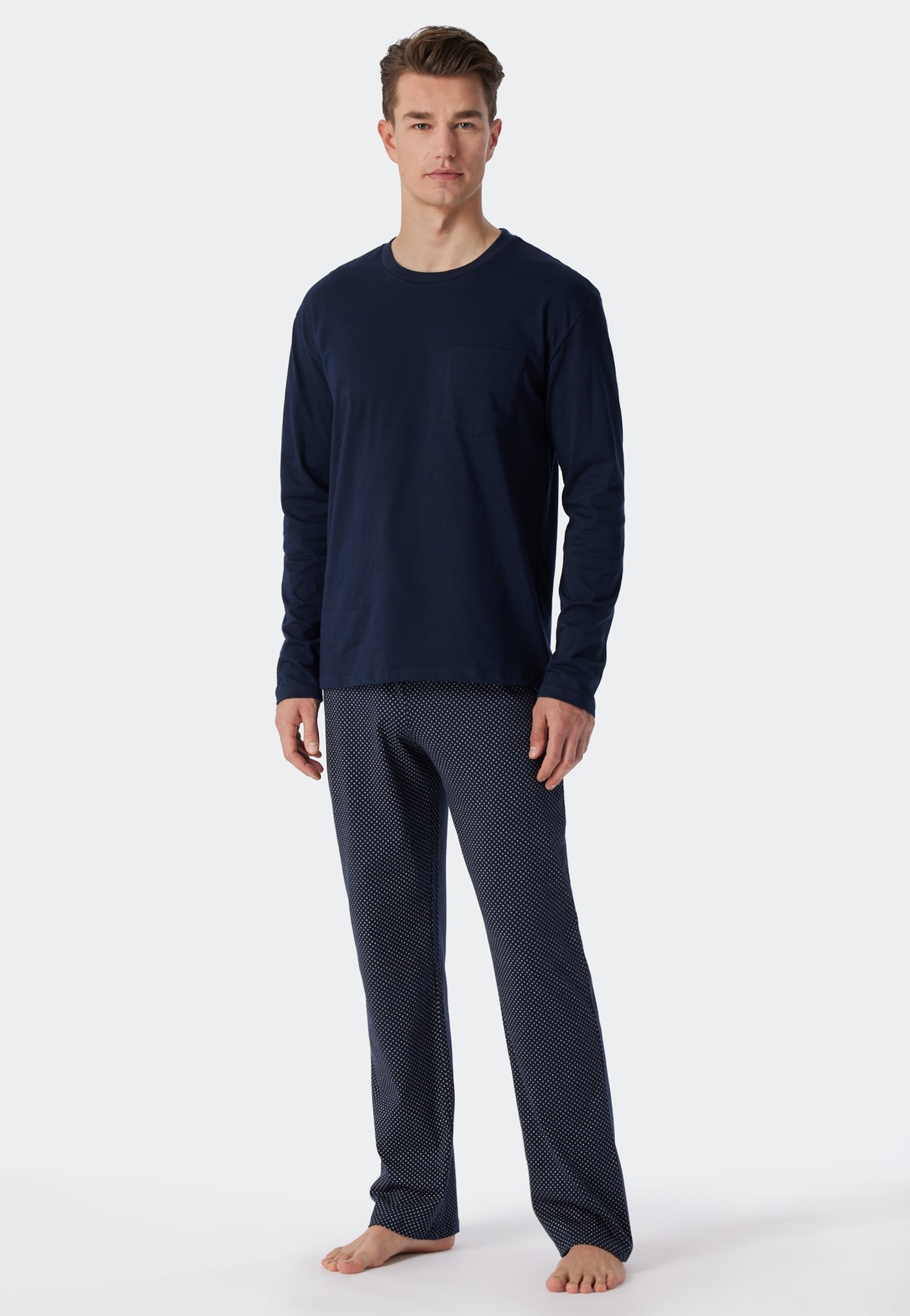 Schiesser Pyjama »Ebony« 2 tlg. mit rundem Halsausschnitt