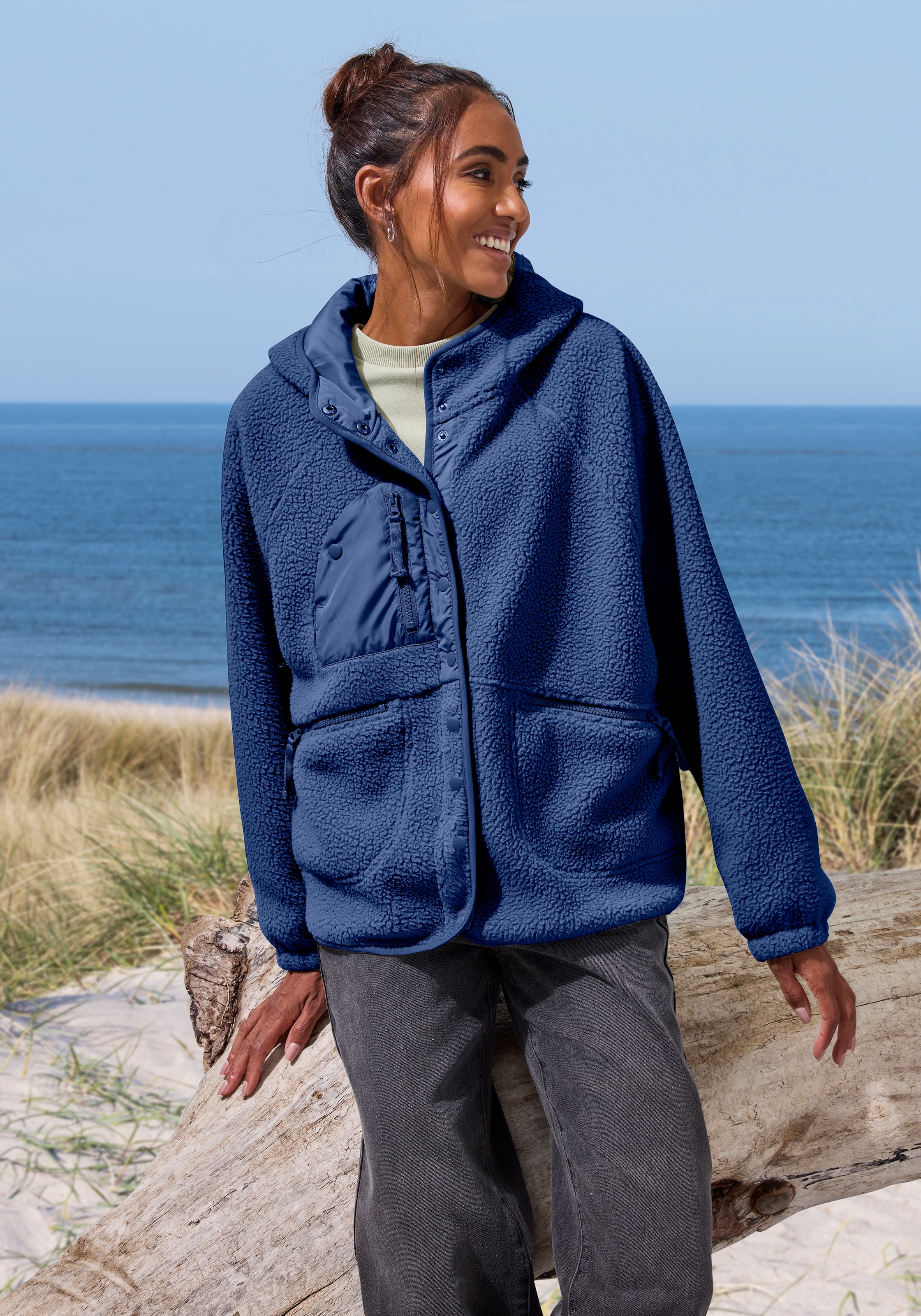 Vivance Active by Lascana Fleecejacke mit Fledermausärmeln