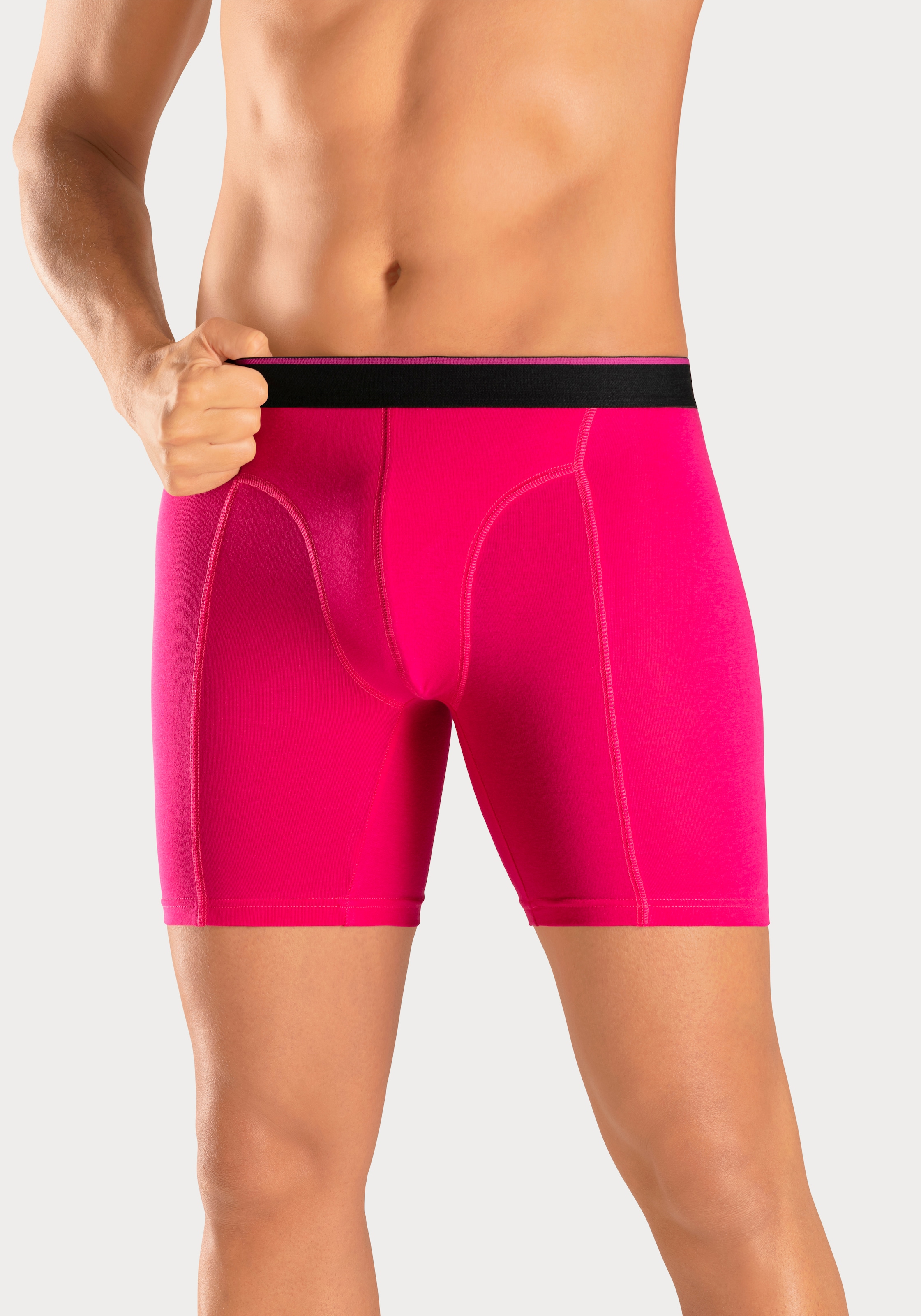 AUTHENTIC LE JOGGER Langer Boxer Packung, 5 Stk. mit zweifarbigem Webbund und längerem Bein