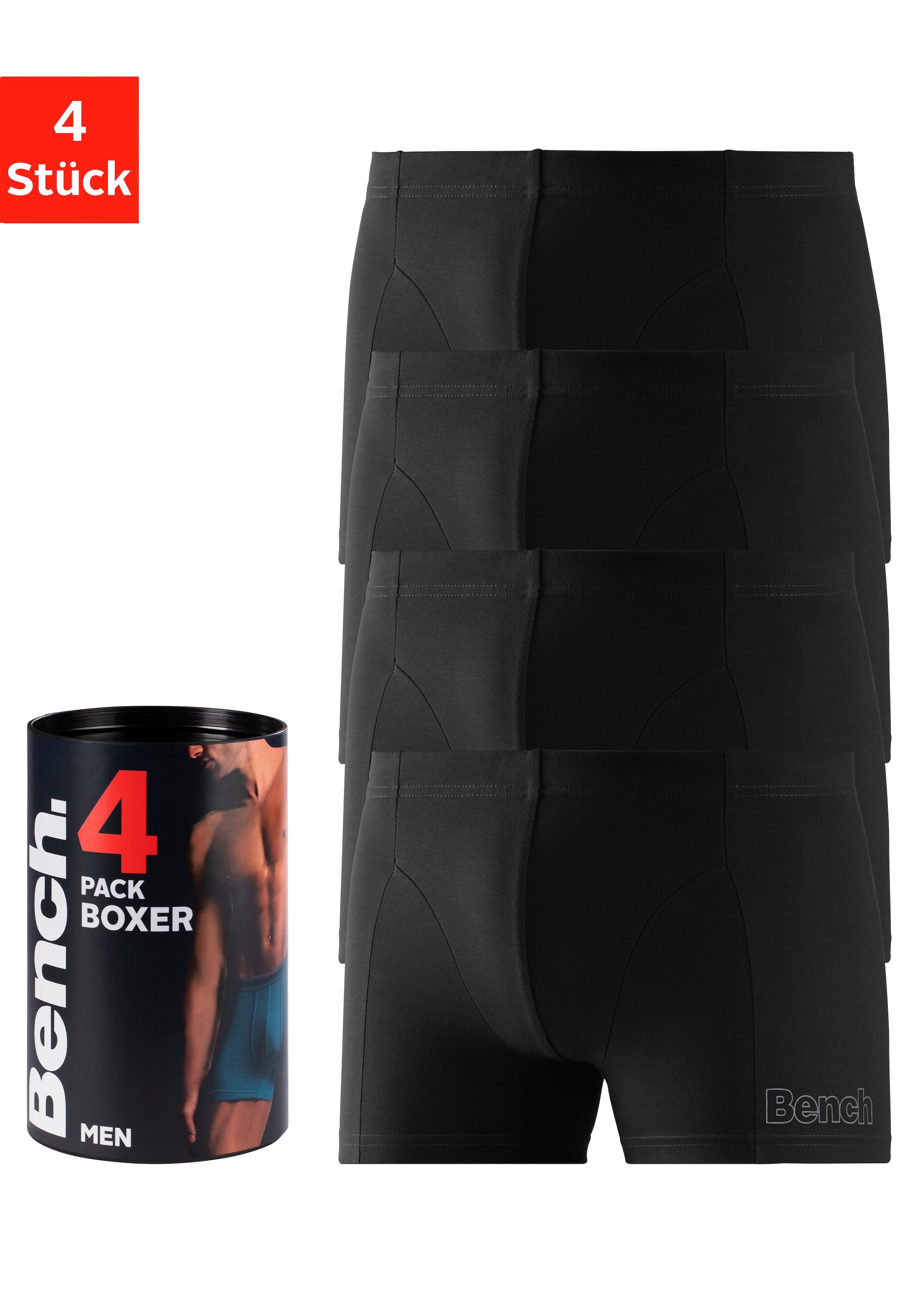 Bench. Boxer »Boxershorts für Herren«, (Dose, 4 St.), Unterhosen in der Dose mit kleinem Logodruck auf dem Bein