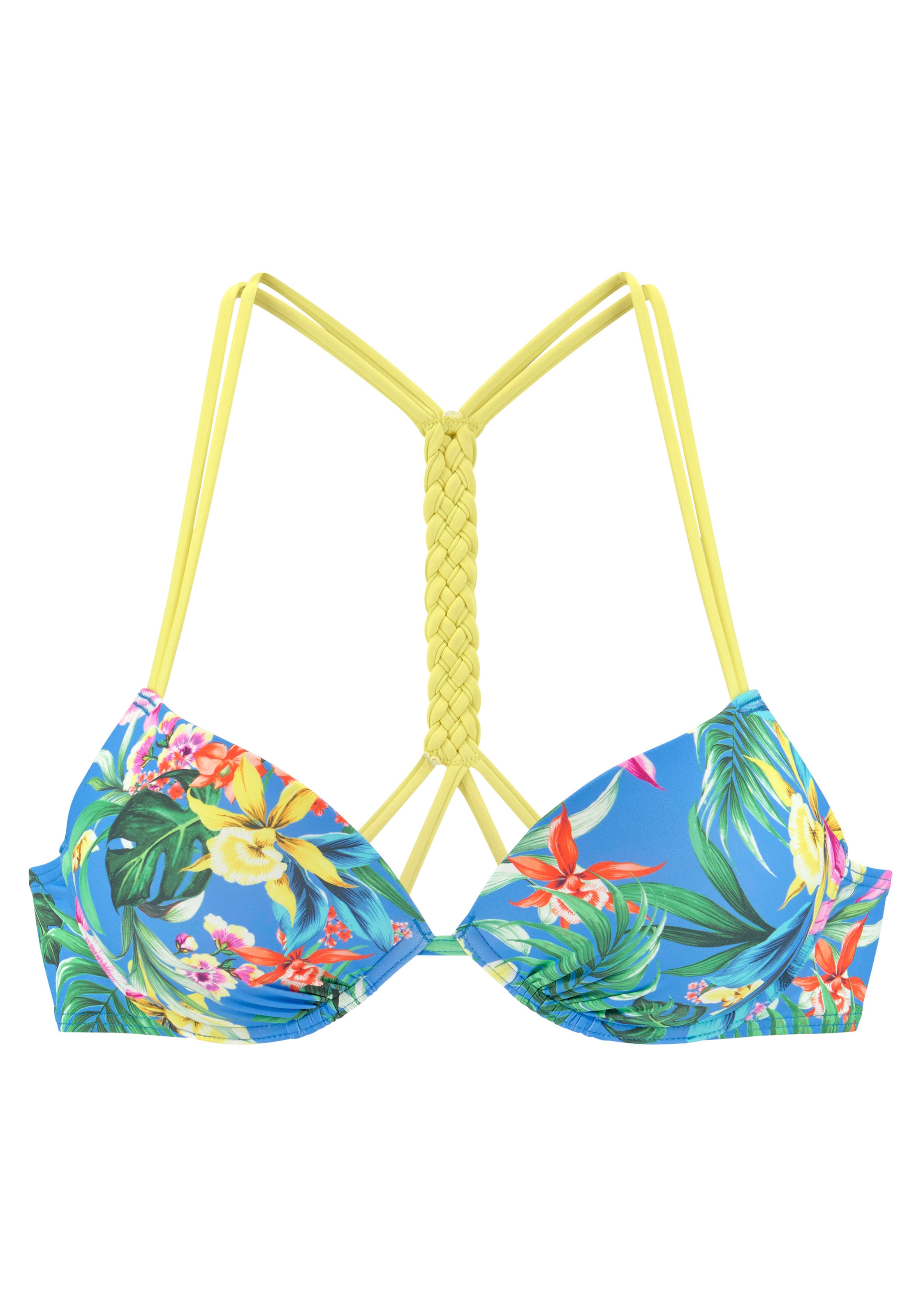 Venice Beach Push-Up-Bikini-Top »Hanni«, mit tropischem Print und gelben Details