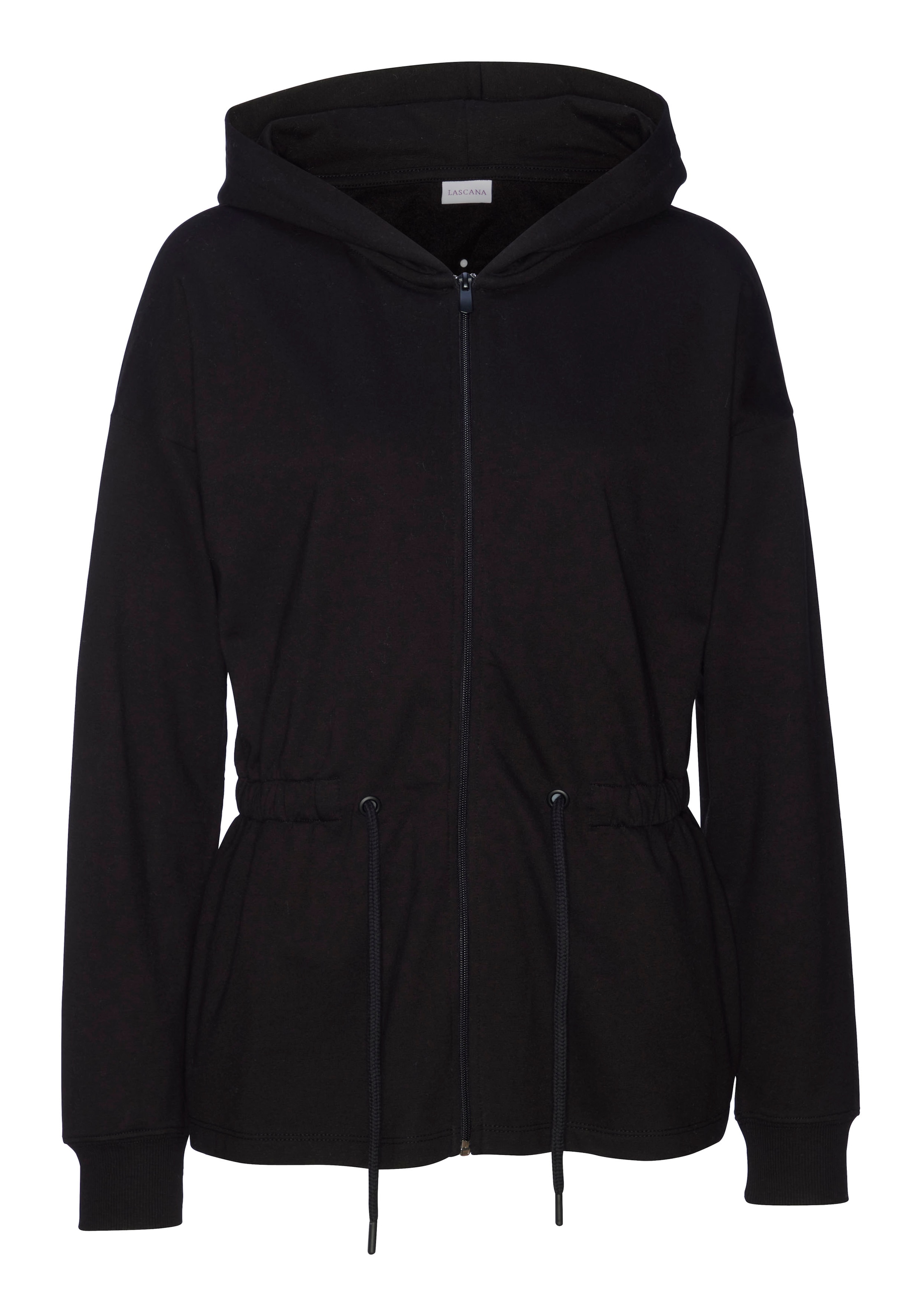 LASCANA Sweatjacke, mit Tunnelzug in der Taille, Loungewear, Loungeanzug