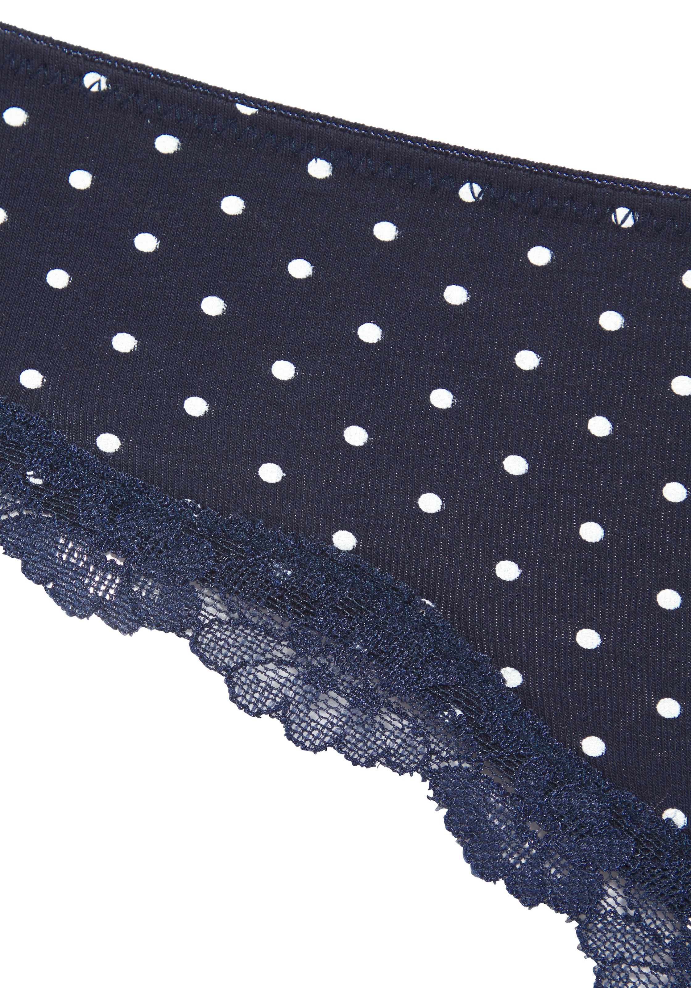 LASCANA Slip 3er-Pack,  aus elastischer Baumwolle mit zarter Spitze